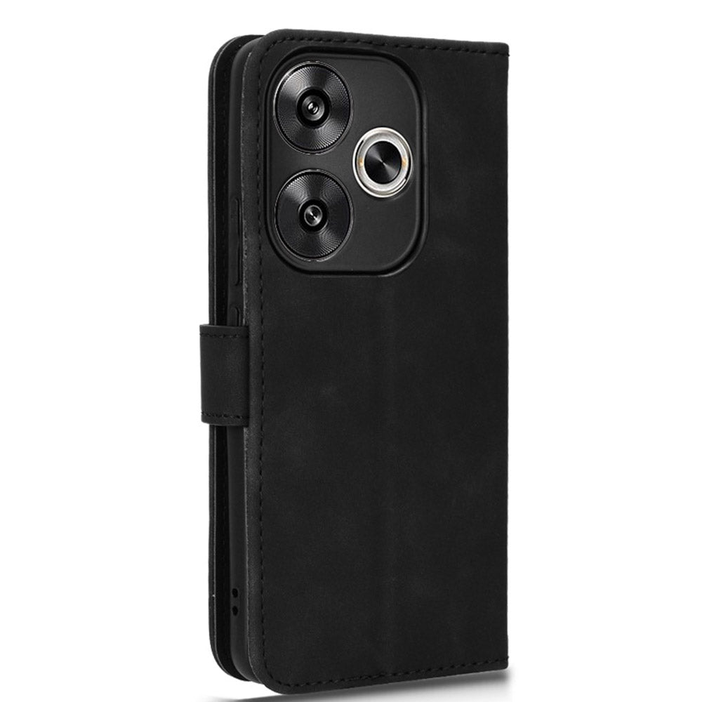 For Xiaomi Redmi Turbo 3 5G Case Skin Touch Feeling Leather Wallet Stand Phone Cover - Black