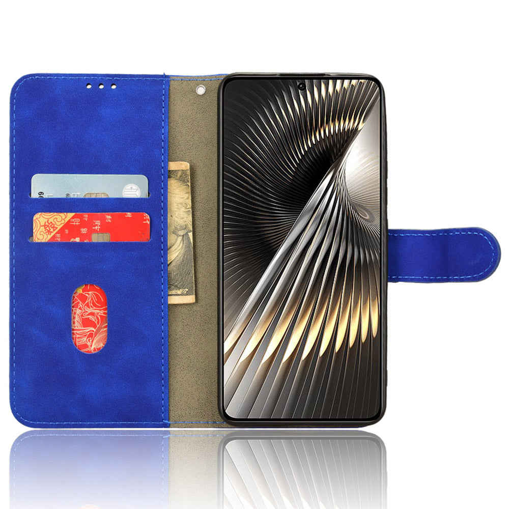 For Xiaomi Redmi Turbo 3 5G Case Skin Touch Feeling Leather Wallet Stand Phone Cover - Blue