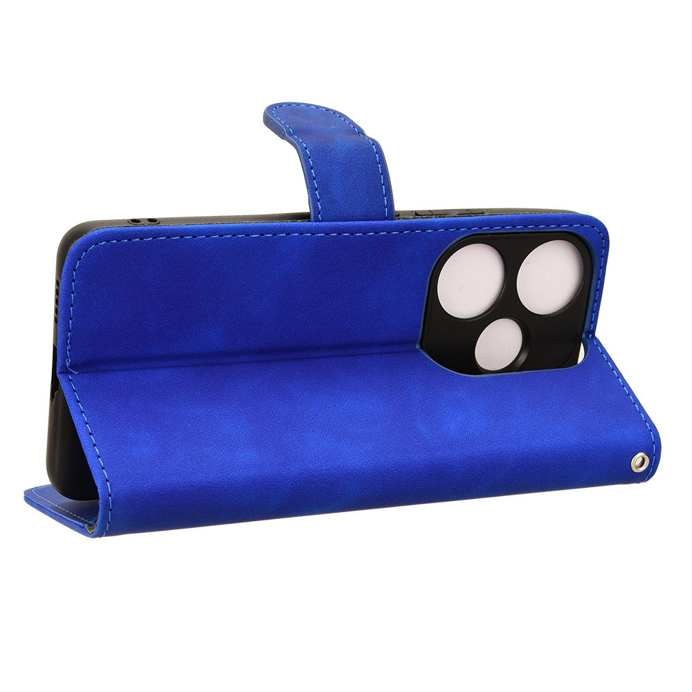 For Xiaomi Redmi Turbo 3 5G Case Skin Touch Feeling Leather Wallet Stand Phone Cover - Blue