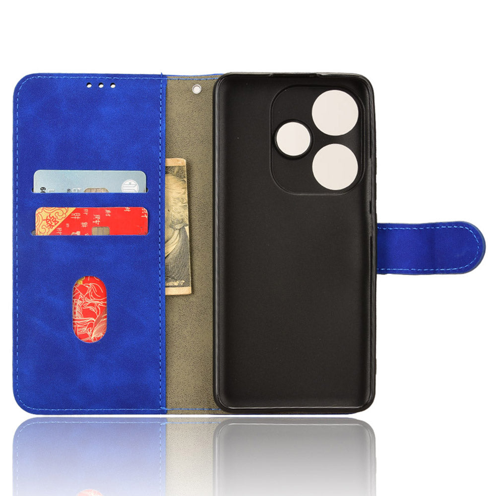 For Xiaomi Redmi Turbo 3 5G Case Skin Touch Feeling Leather Wallet Stand Phone Cover - Blue
