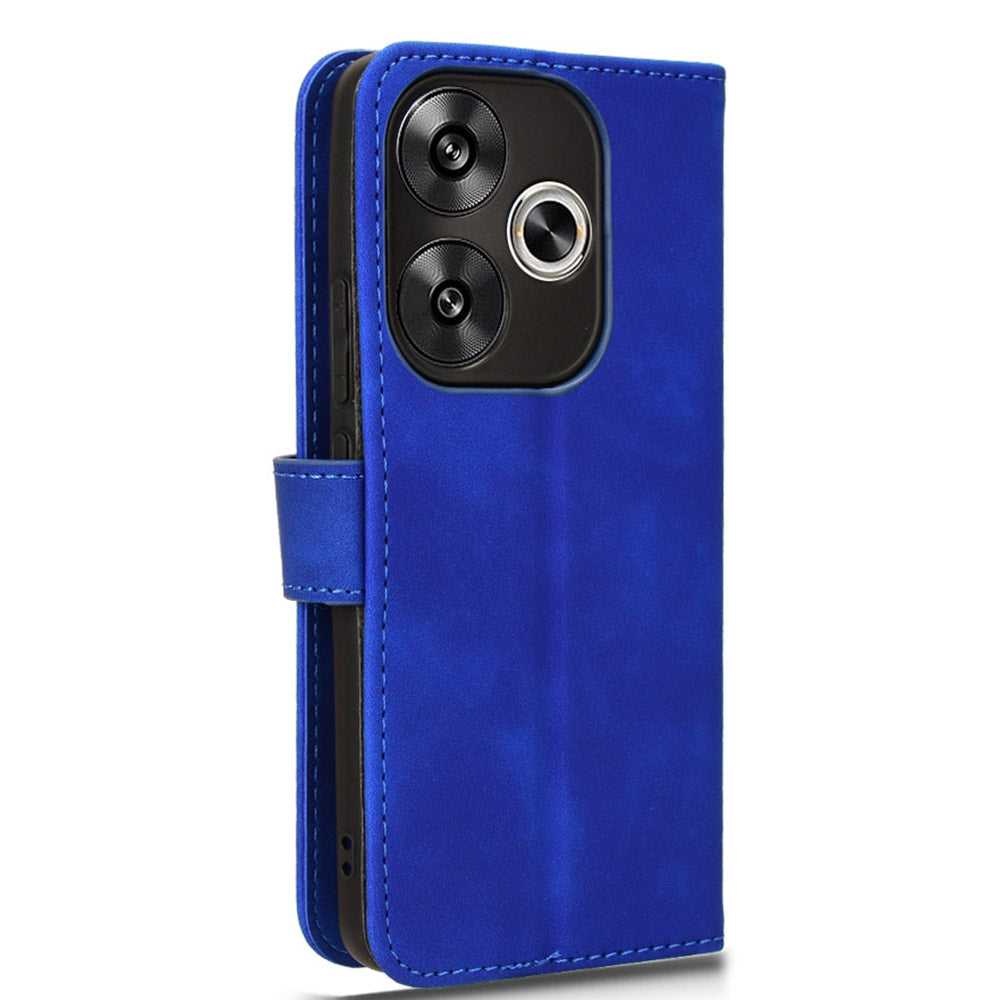 For Xiaomi Redmi Turbo 3 5G Case Skin Touch Feeling Leather Wallet Stand Phone Cover - Blue