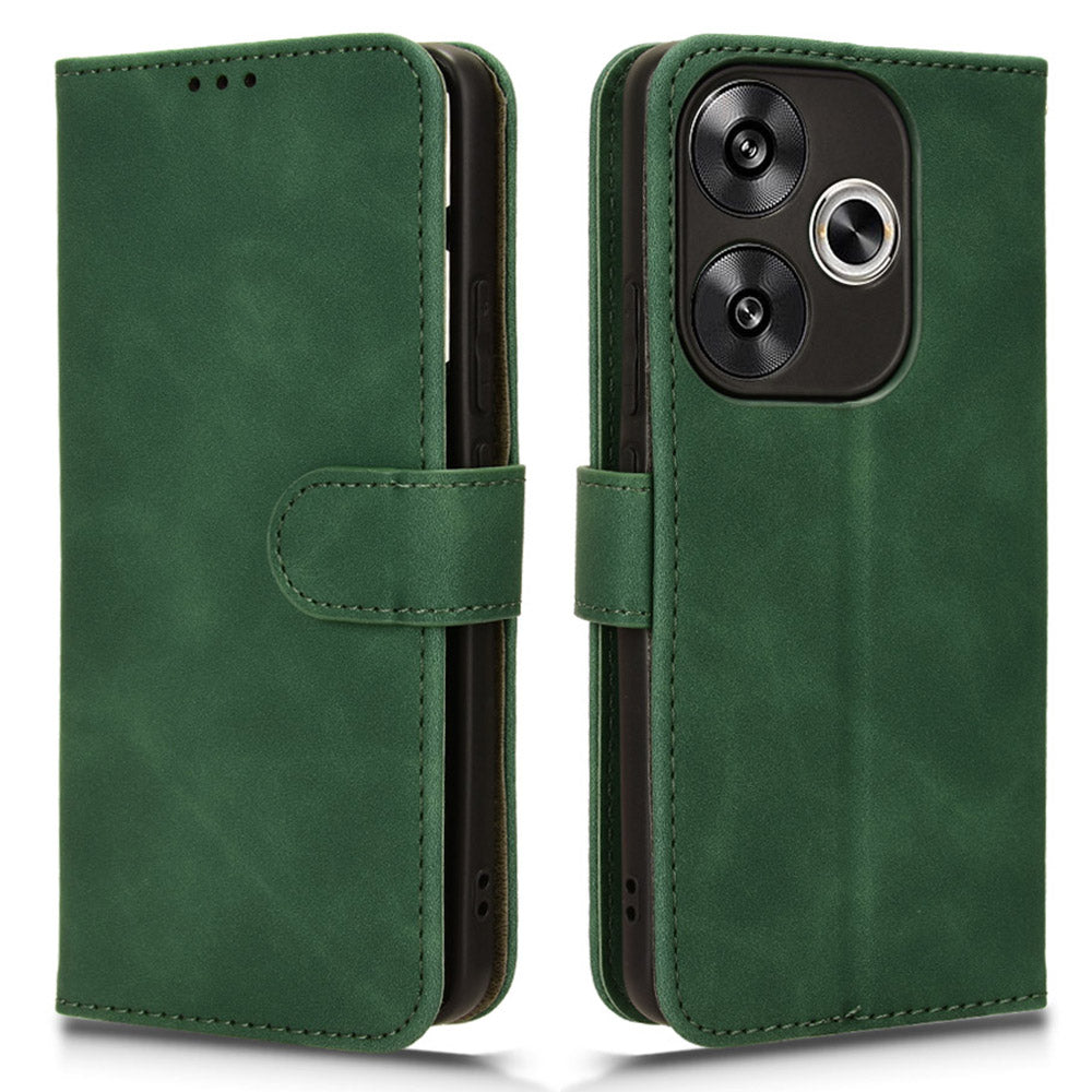 For Xiaomi Redmi Turbo 3 5G Case Skin Touch Feeling Leather Wallet Stand Phone Cover - Green