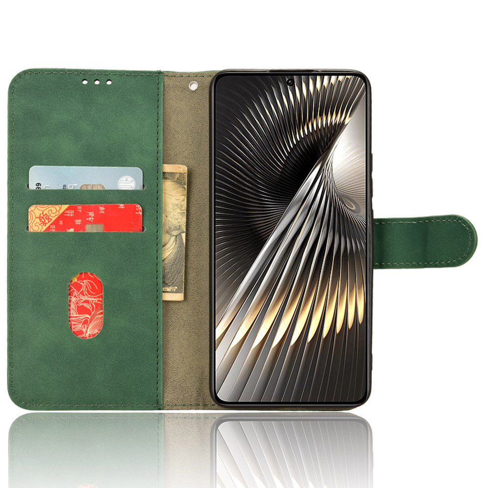 For Xiaomi Redmi Turbo 3 5G Case Skin Touch Feeling Leather Wallet Stand Phone Cover - Green