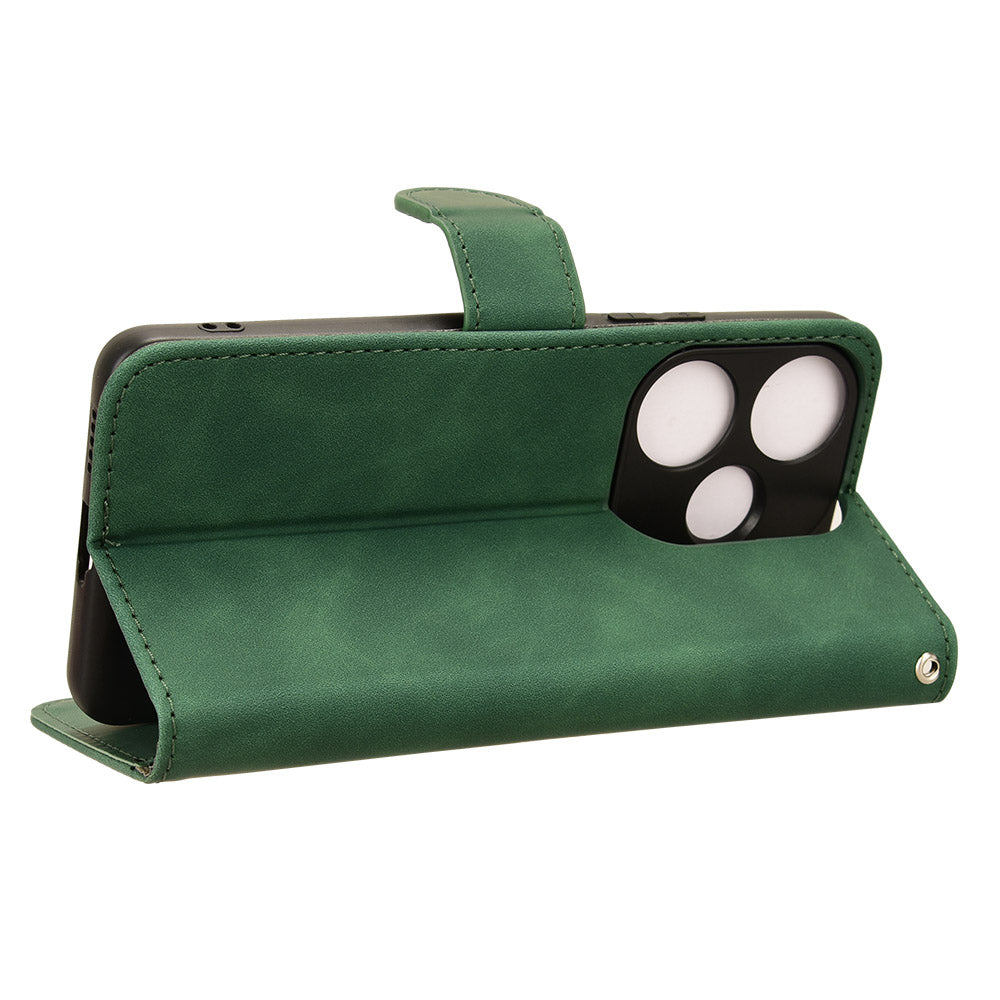 For Xiaomi Redmi Turbo 3 5G Case Skin Touch Feeling Leather Wallet Stand Phone Cover - Green