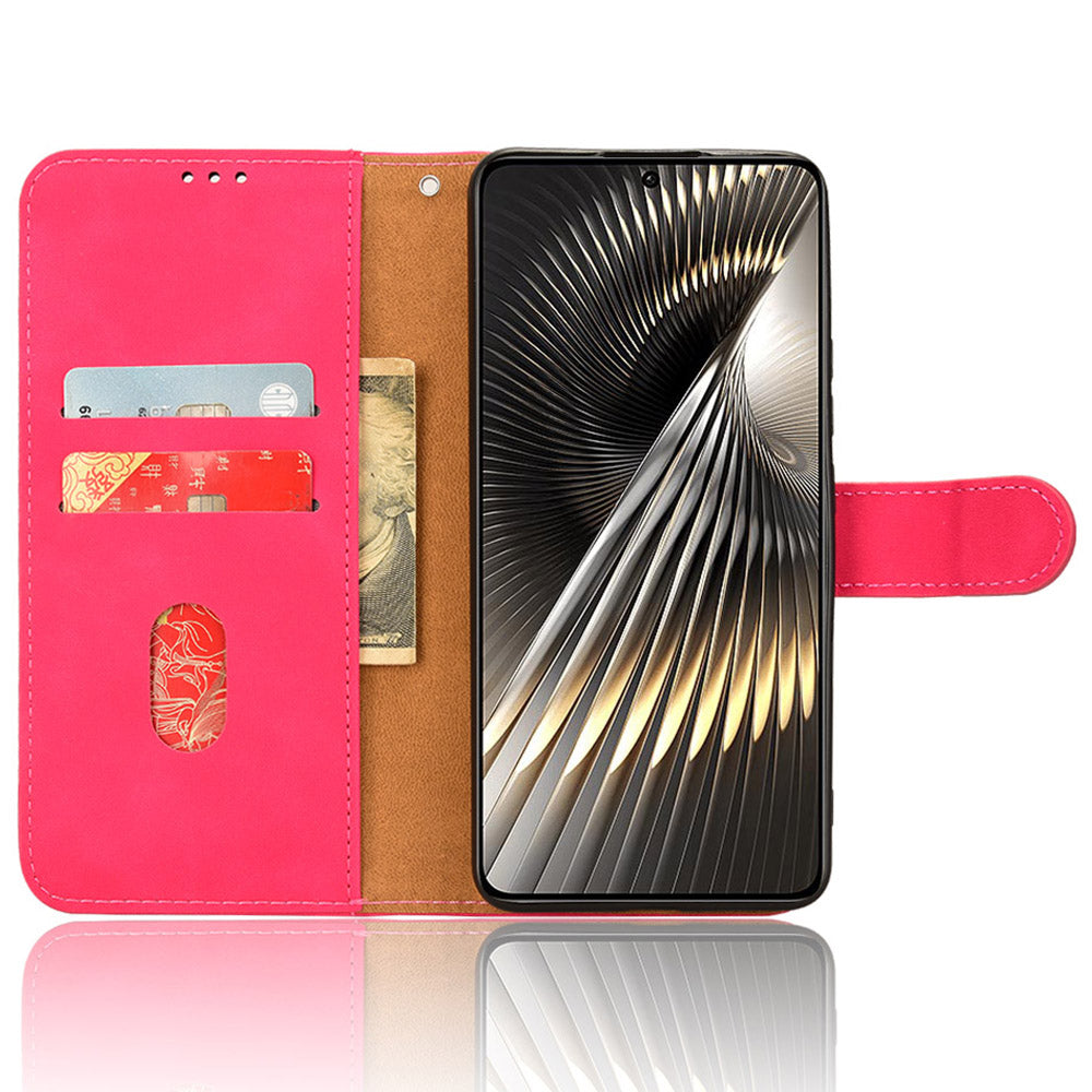 For Xiaomi Redmi Turbo 3 5G Case Skin Touch Feeling Leather Wallet Stand Phone Cover - Rose