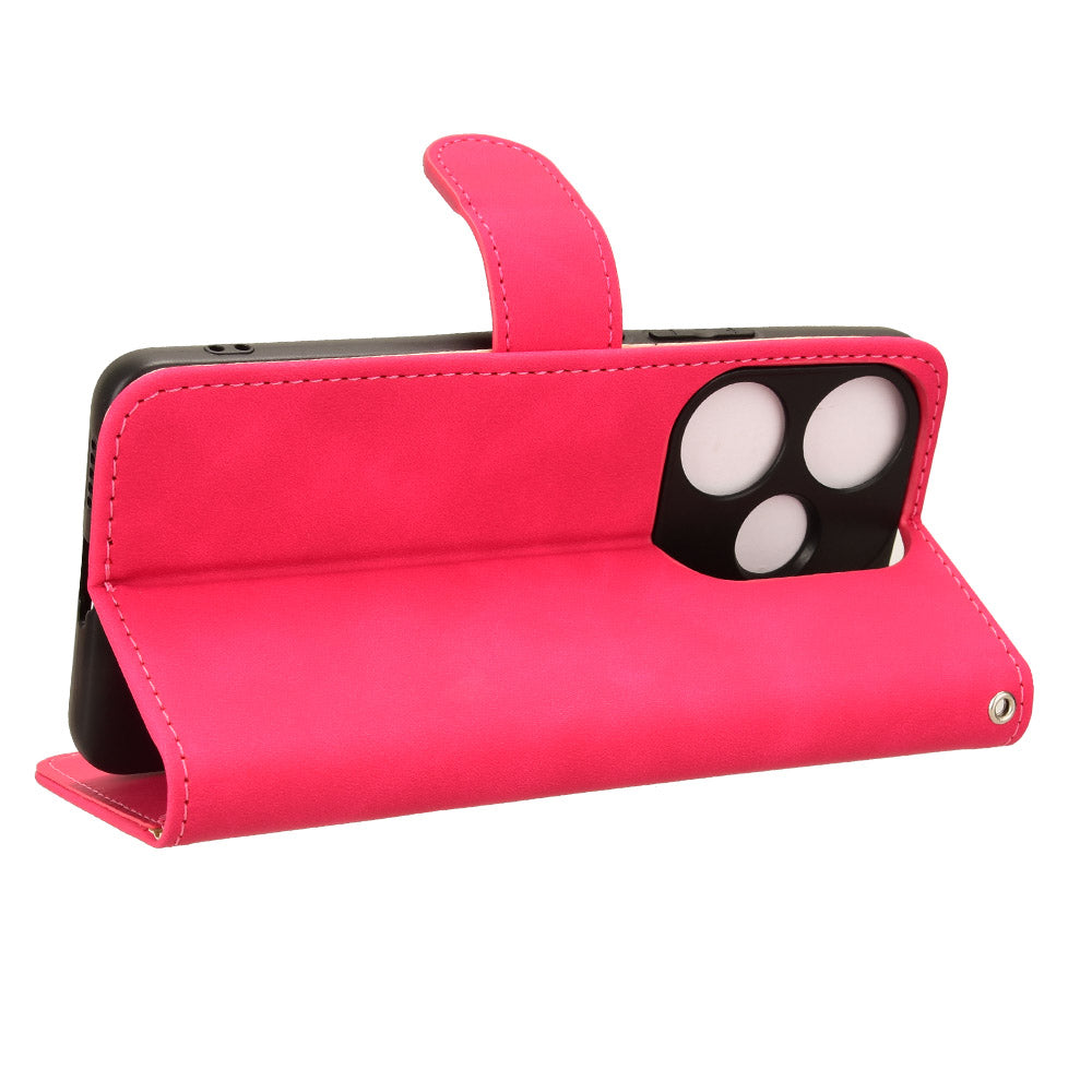 For Xiaomi Redmi Turbo 3 5G Case Skin Touch Feeling Leather Wallet Stand Phone Cover - Rose