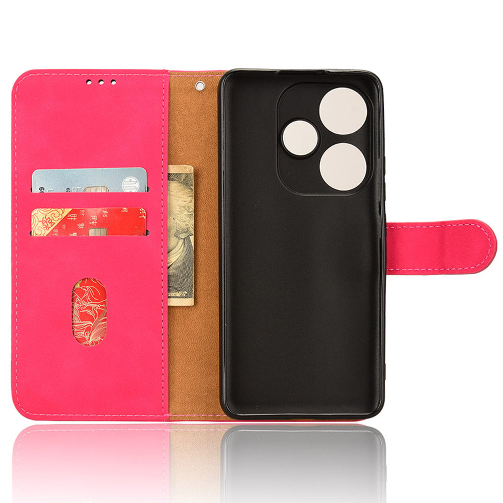 For Xiaomi Redmi Turbo 3 5G Case Skin Touch Feeling Leather Wallet Stand Phone Cover - Rose