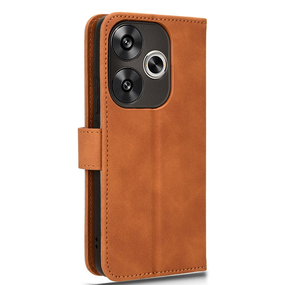 For Xiaomi Redmi Turbo 3 5G Case Skin Touch Feeling Leather Wallet Stand Phone Cover - Brown
