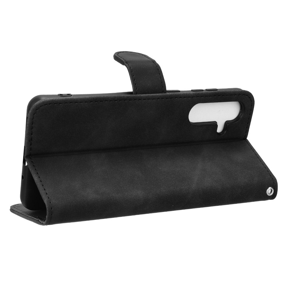 For Samsung Galaxy M55 5G Case PU Leather Wallet Flip Phone Cover Skin-touch Texture - Black