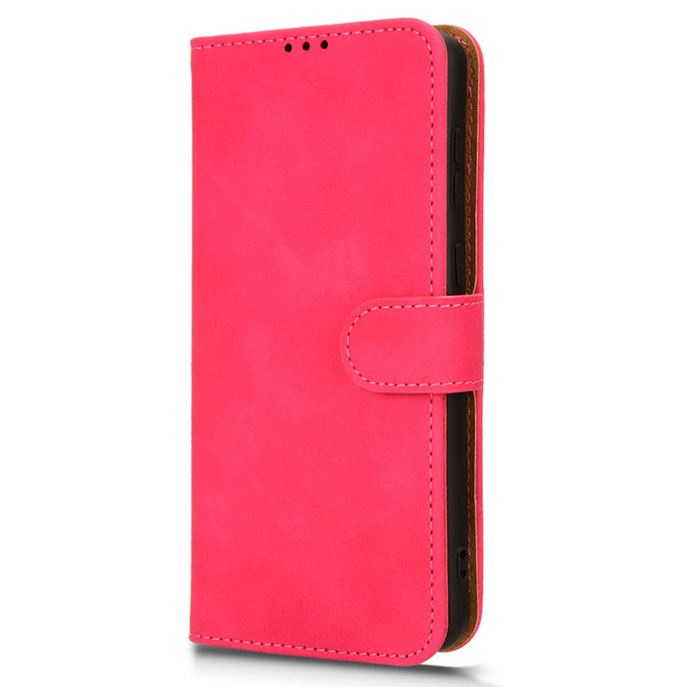 For Samsung Galaxy M55 5G Case PU Leather Wallet Flip Phone Cover Skin-touch Texture - Rose