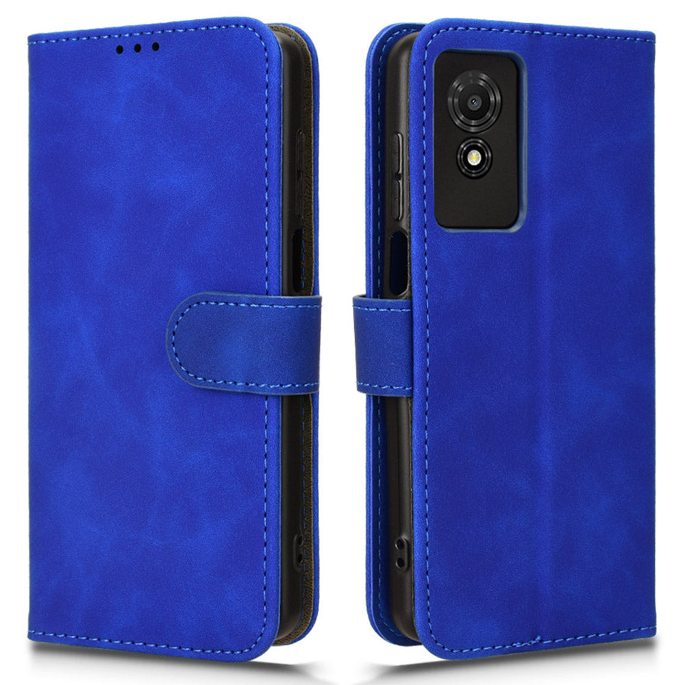 For TCL 501 Leather Case Wallet Skin-touch Phone Cover Mobile Accessories Wholesale - Blue