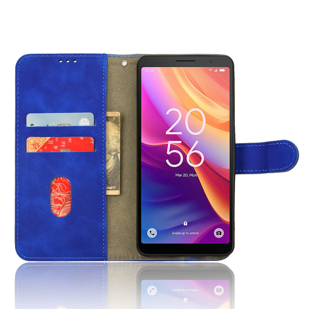 For TCL 501 Leather Case Wallet Skin-touch Phone Cover Mobile Accessories Wholesale - Blue