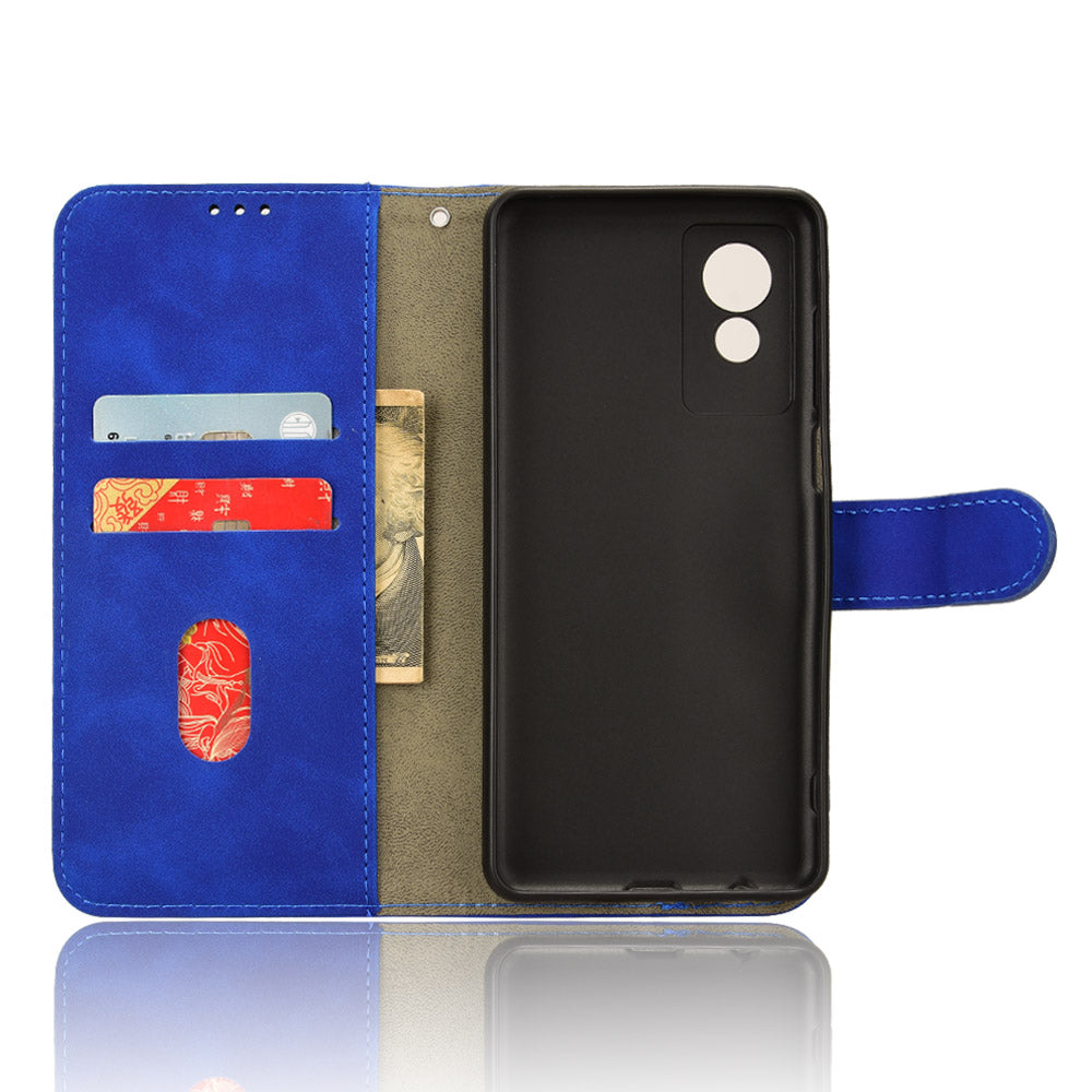 For TCL 501 Leather Case Wallet Skin-touch Phone Cover Mobile Accessories Wholesale - Blue