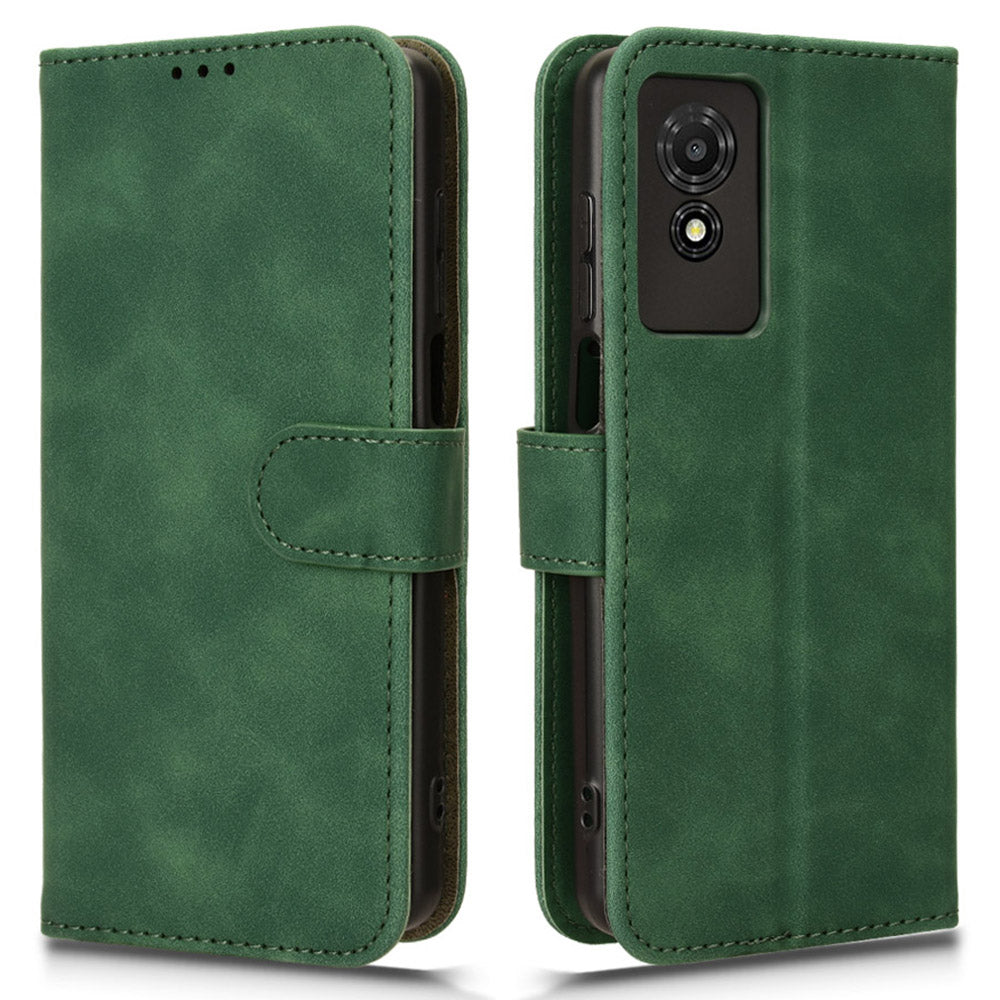 For TCL 501 Leather Case Wallet Skin-touch Phone Cover Mobile Accessories Wholesale - Green