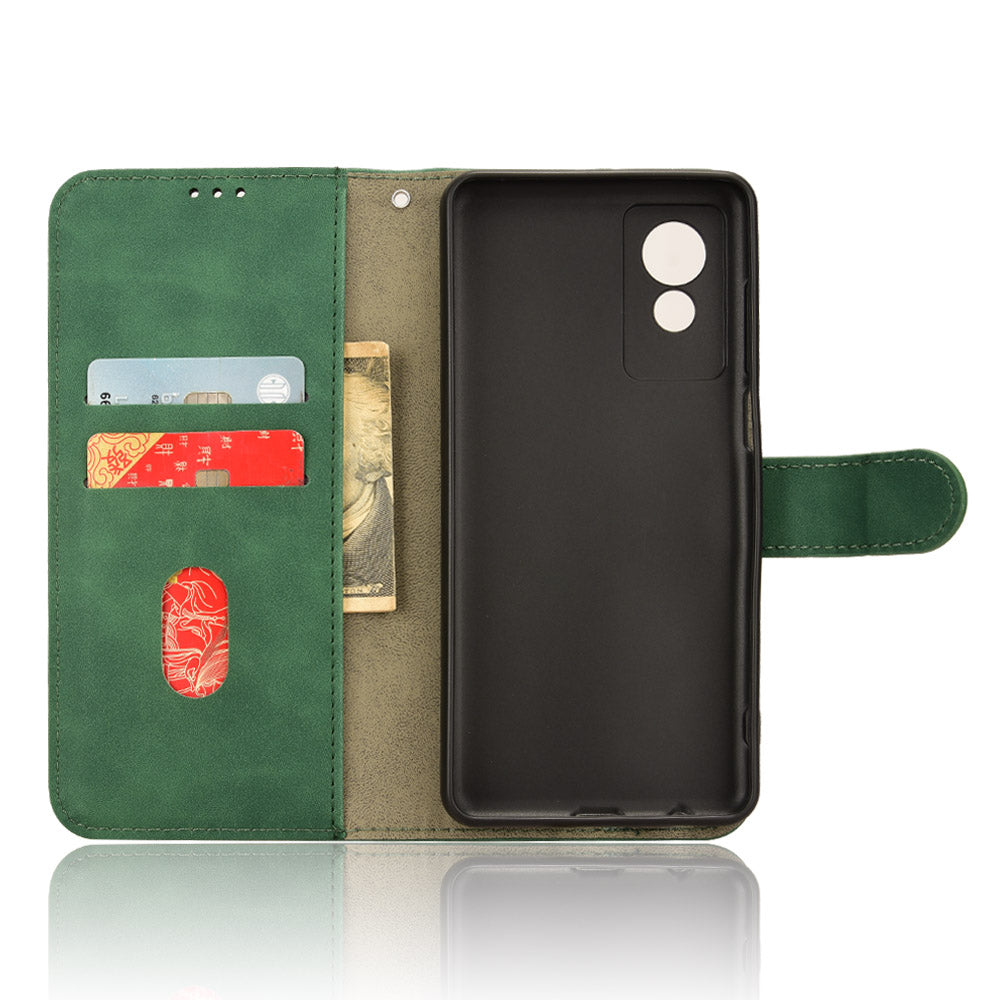 For TCL 501 Leather Case Wallet Skin-touch Phone Cover Mobile Accessories Wholesale - Green