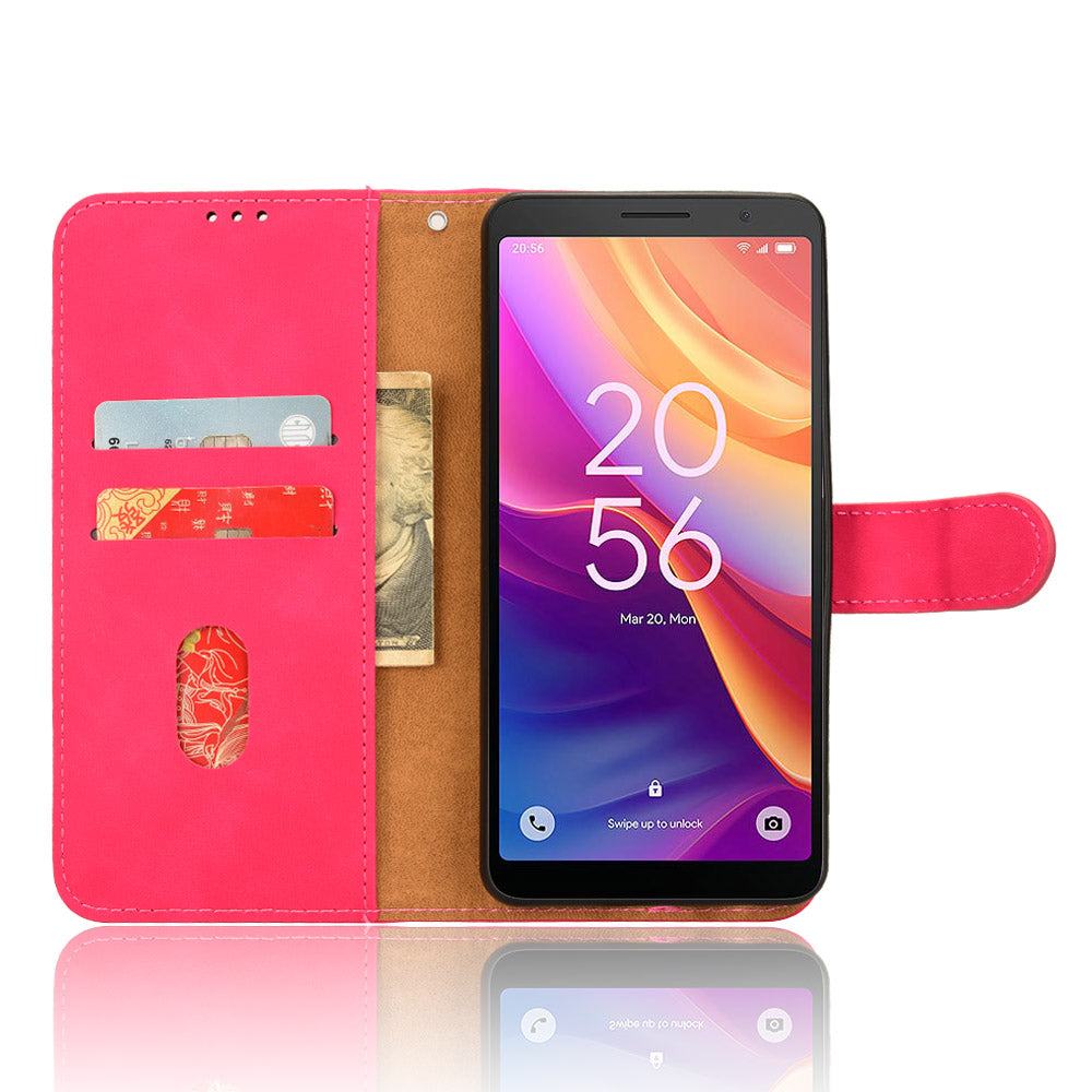 For TCL 501 Leather Case Wallet Skin-touch Phone Cover Mobile Accessories Wholesale - Rose
