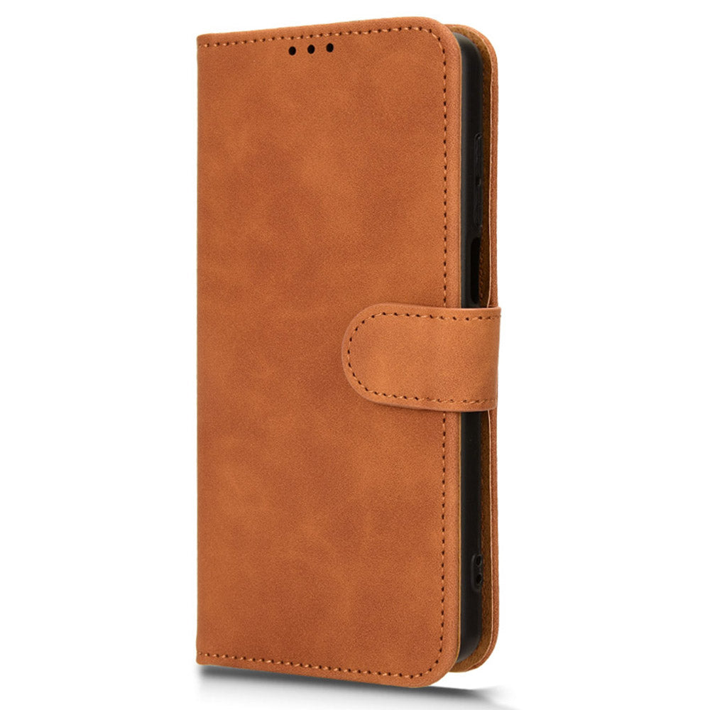 For TCL 501 Leather Case Wallet Skin-touch Phone Cover Mobile Accessories Wholesale - Brown