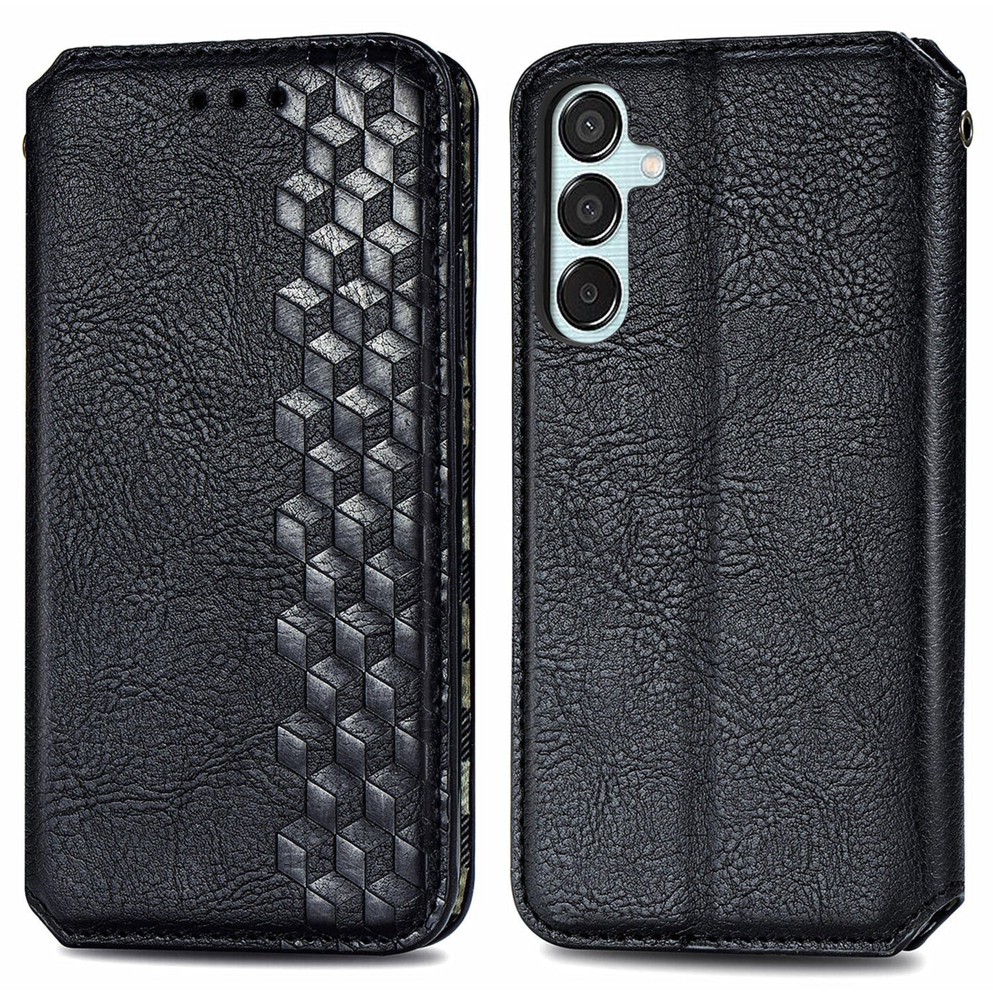 For Samsung Galaxy M15 5G Wholesale Phone Cases Wallet Stand Leather Phone Cover - Black