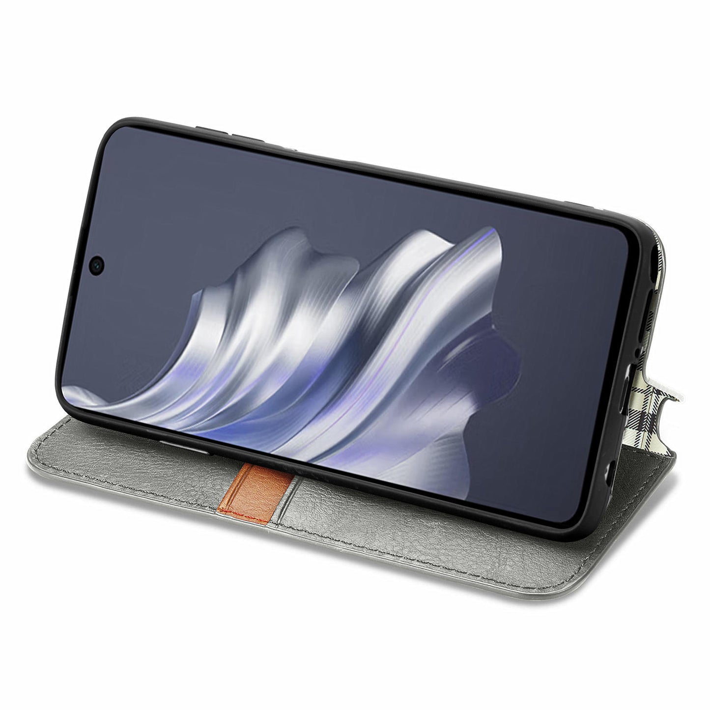 For Transsion Tecno Spark 20 Pro Case Wallet Leather Phone Cover Rhombus Imprinted - Grey