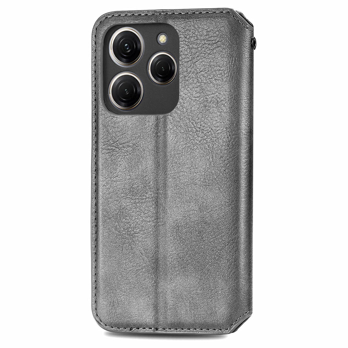 For Transsion Tecno Spark 20 Pro Case Wallet Leather Phone Cover Rhombus Imprinted - Grey