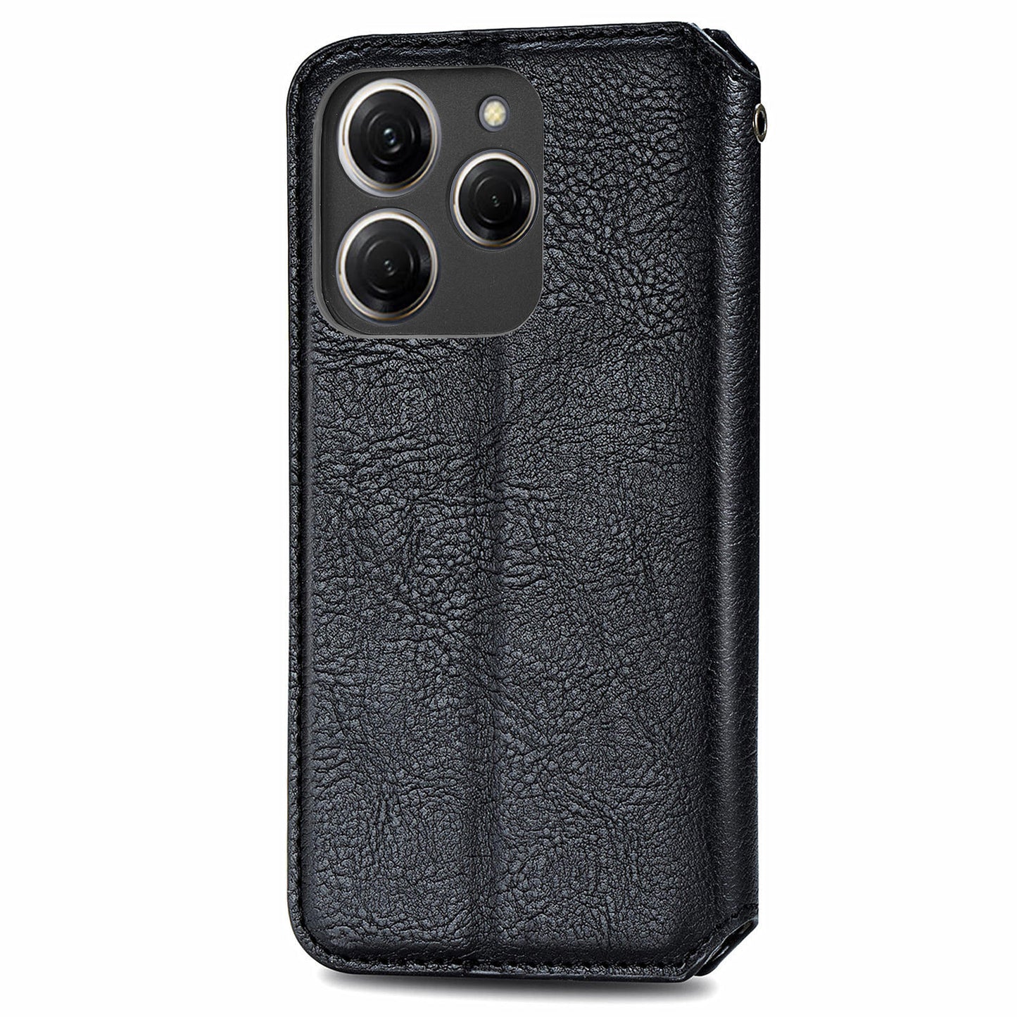For Transsion Tecno Spark 20 Pro Case Wallet Leather Phone Cover Rhombus Imprinted - Black