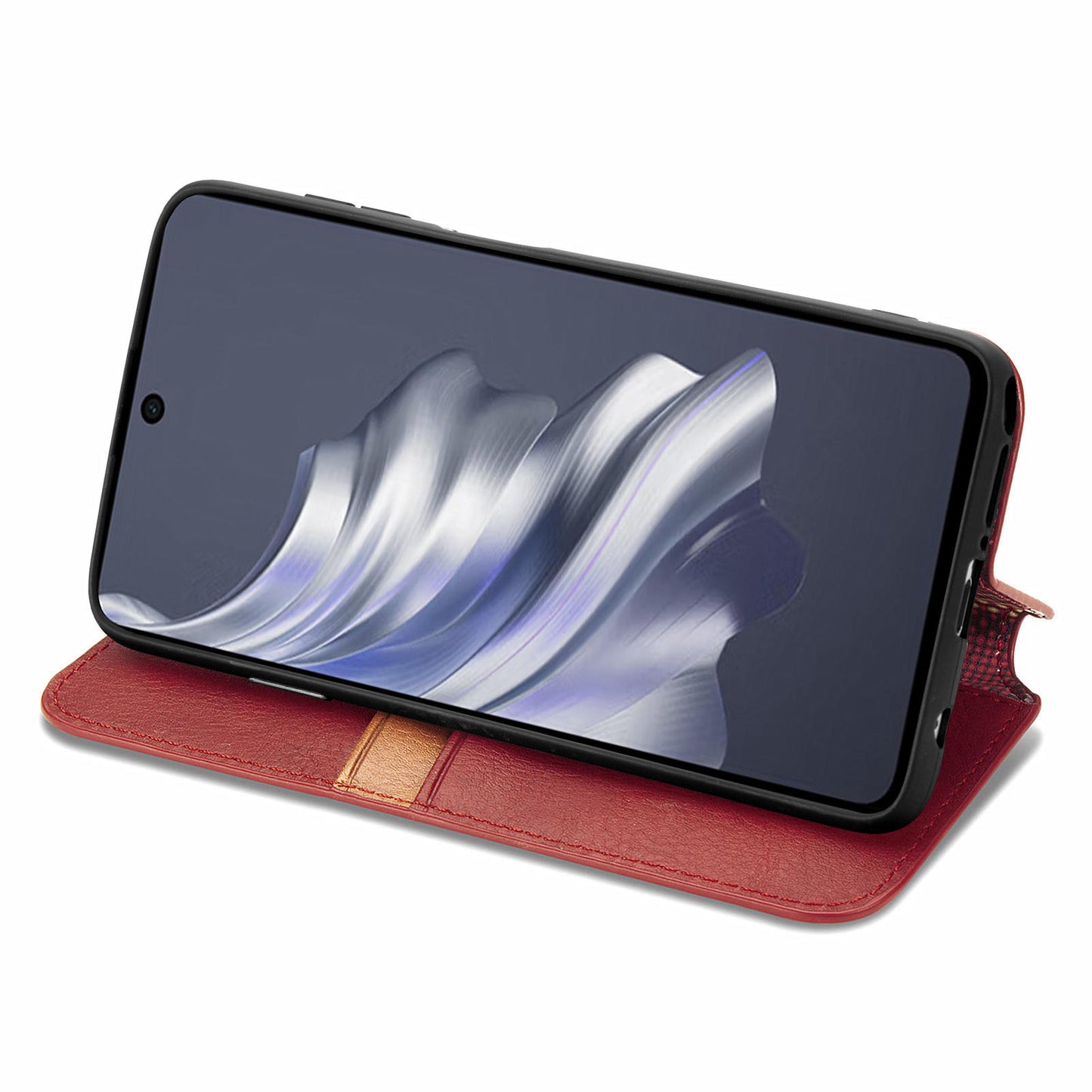 For Transsion Tecno Spark 20 Pro Case Wallet Leather Phone Cover Rhombus Imprinted - Red