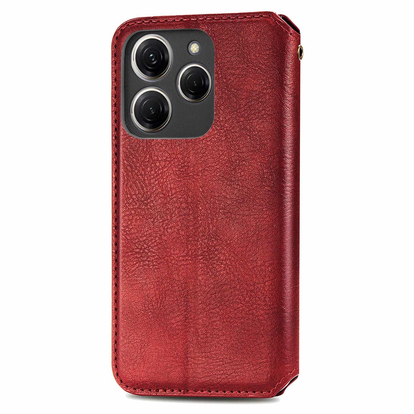 For Transsion Tecno Spark 20 Pro Case Wallet Leather Phone Cover Rhombus Imprinted - Red