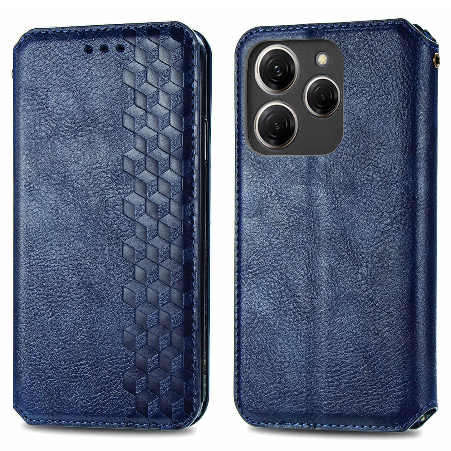 For Transsion Tecno Spark 20 Pro Case Wallet Leather Phone Cover Rhombus Imprinted - Blue