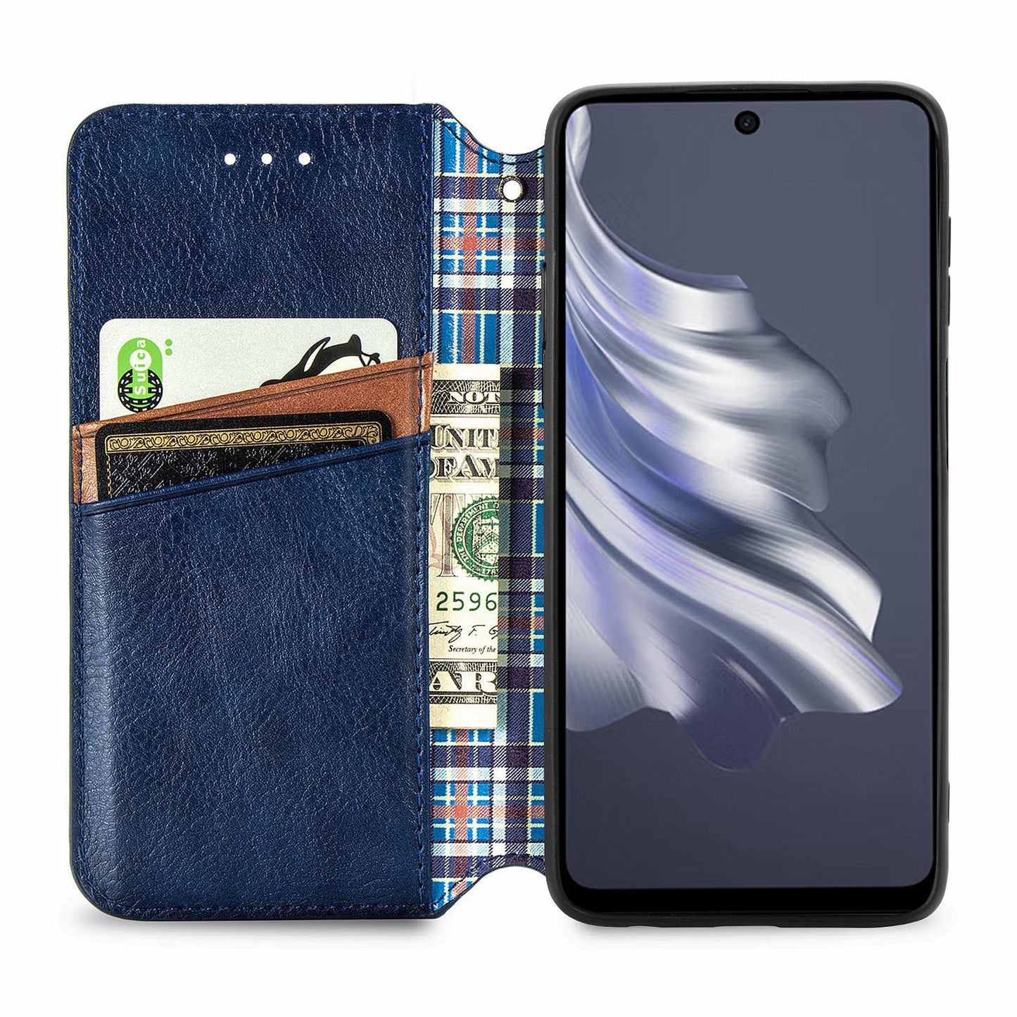 For Transsion Tecno Spark 20 Pro Case Wallet Leather Phone Cover Rhombus Imprinted - Blue