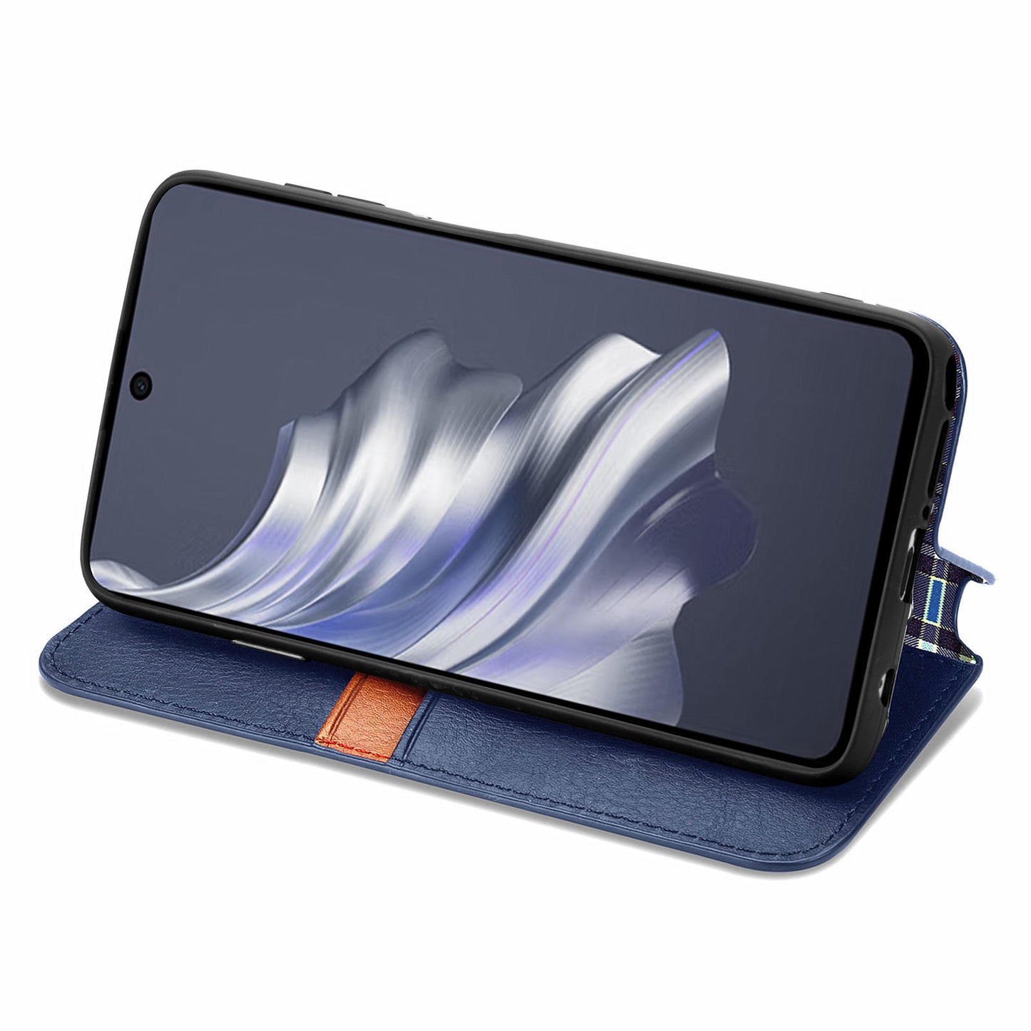 For Transsion Tecno Spark 20 Pro Case Wallet Leather Phone Cover Rhombus Imprinted - Blue