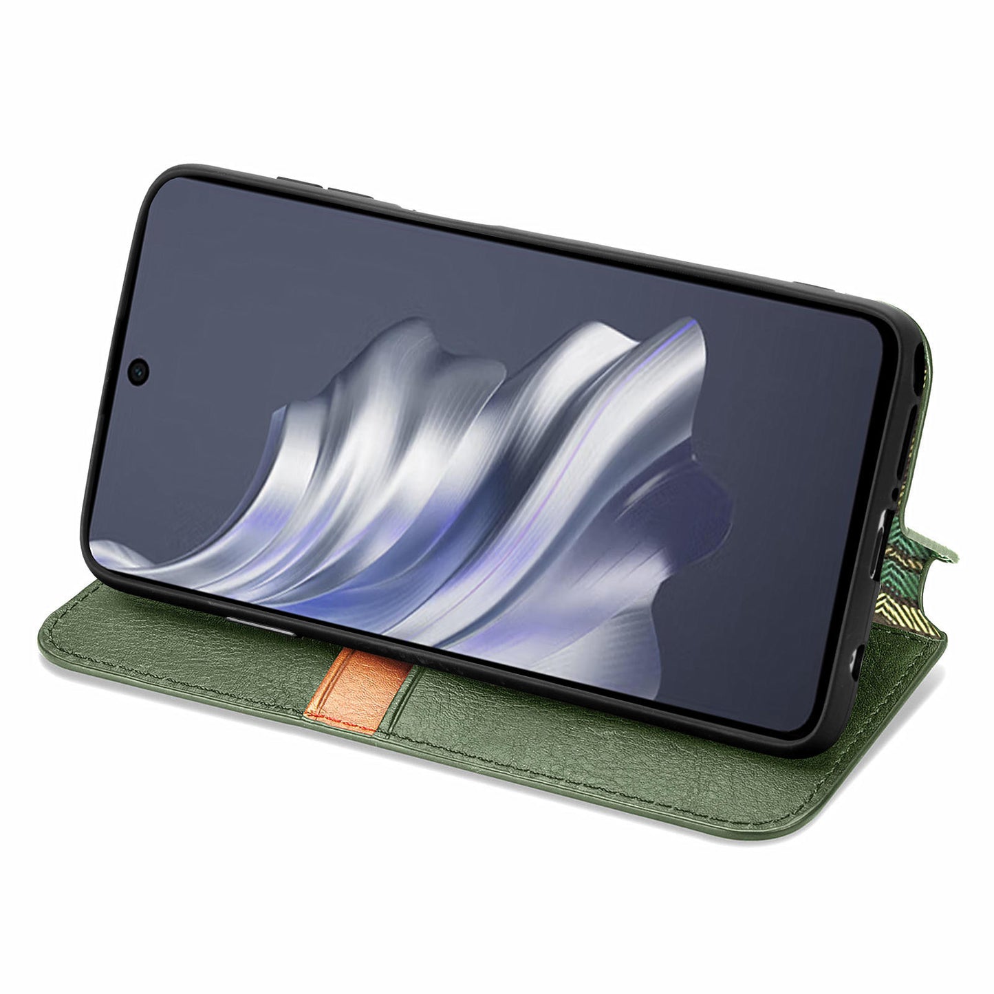 For Transsion Tecno Spark 20 Pro Case Wallet Leather Phone Cover Rhombus Imprinted - Green