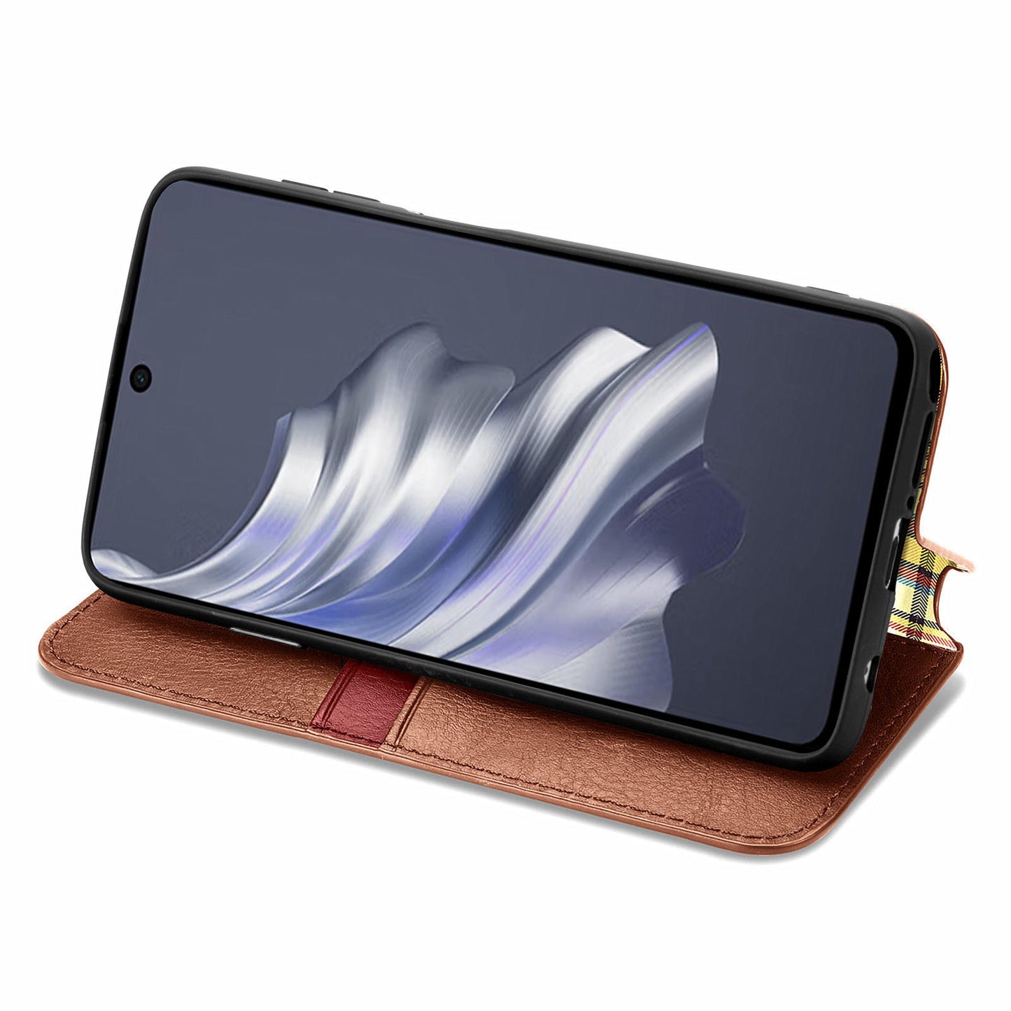 For Transsion Tecno Spark 20 Pro Case Wallet Leather Phone Cover Rhombus Imprinted - Brown