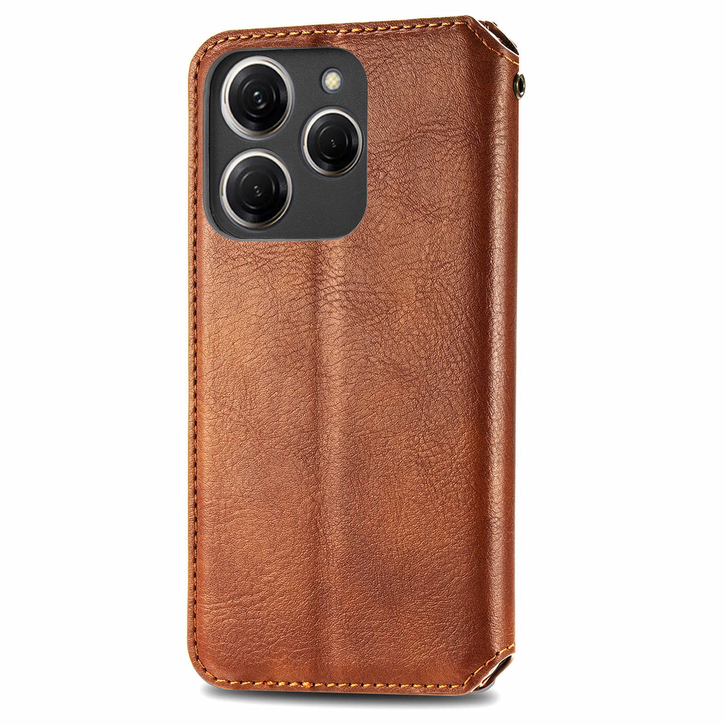 For Transsion Tecno Spark 20 Pro Case Wallet Leather Phone Cover Rhombus Imprinted - Brown