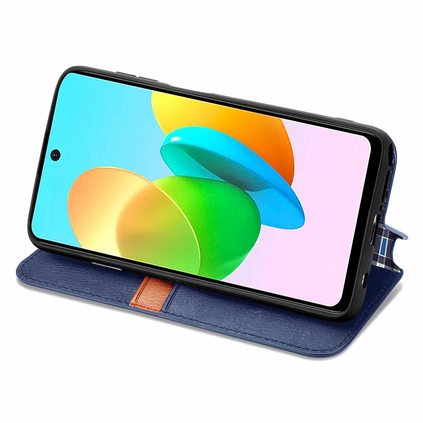 For Transsion Tecno Spark 20C Leather Case Imprinted Rhombus Wallet Phone Cover - Blue