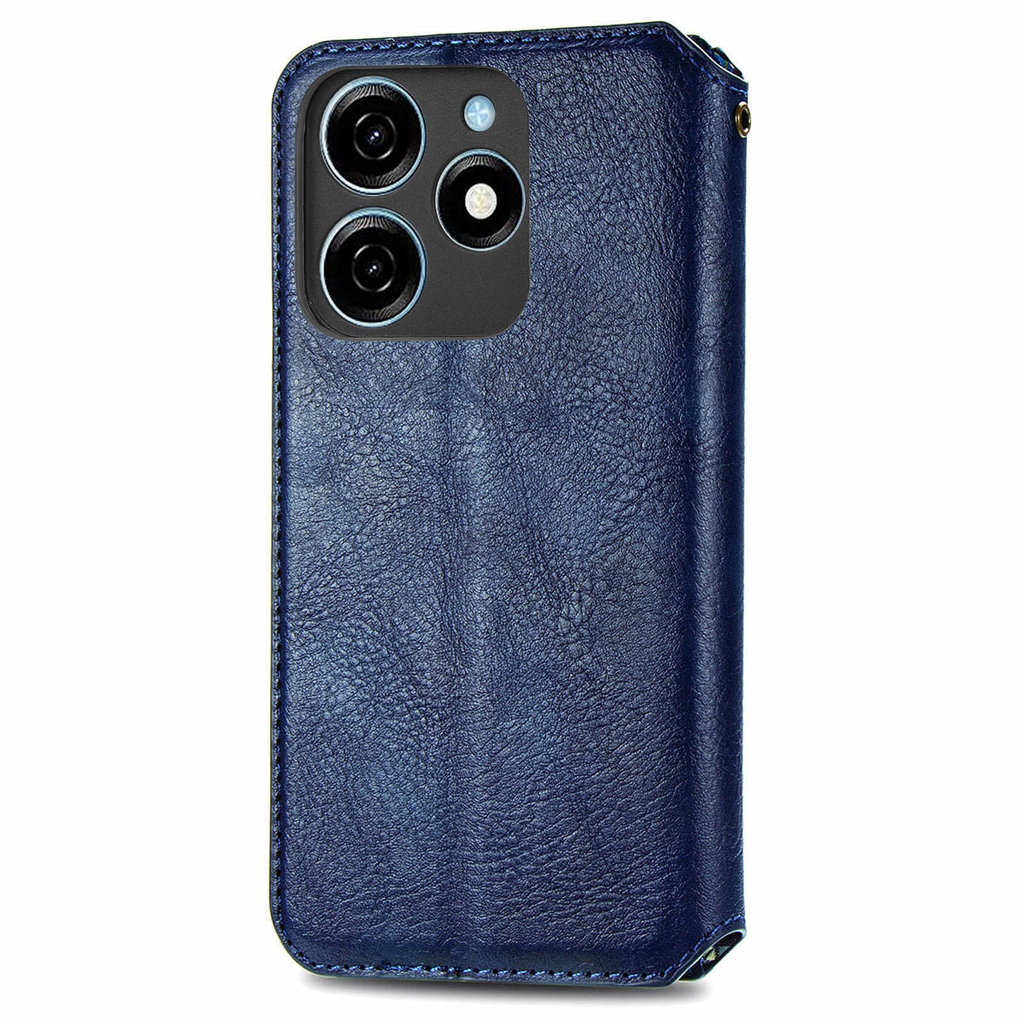 For Transsion Tecno Spark 20C Leather Case Imprinted Rhombus Wallet Phone Cover - Blue