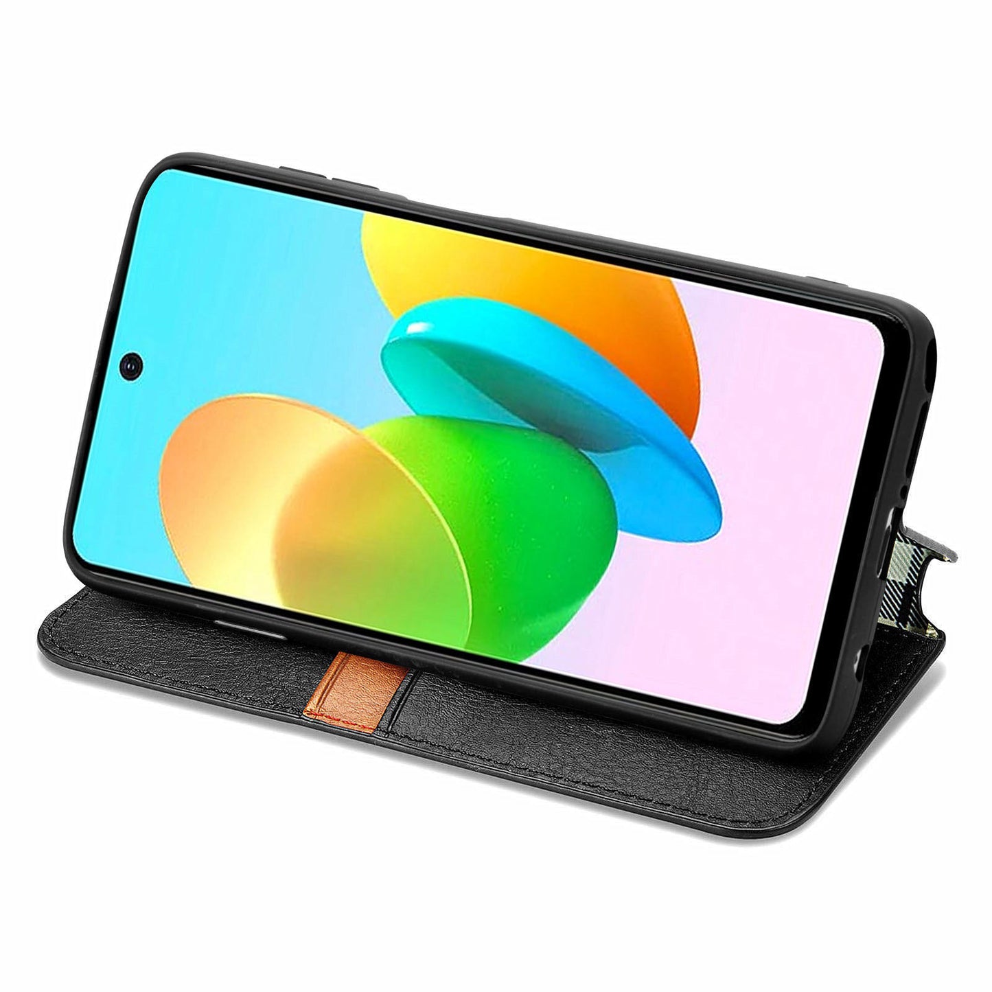 For Transsion Tecno Spark 20C Leather Case Imprinted Rhombus Wallet Phone Cover - Black