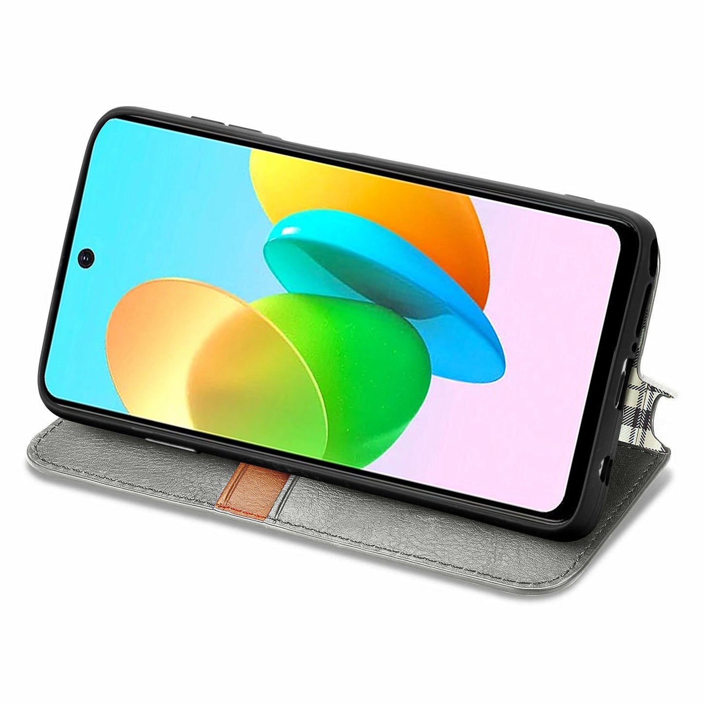 For Transsion Tecno Spark 20C Leather Case Imprinted Rhombus Wallet Phone Cover - Grey