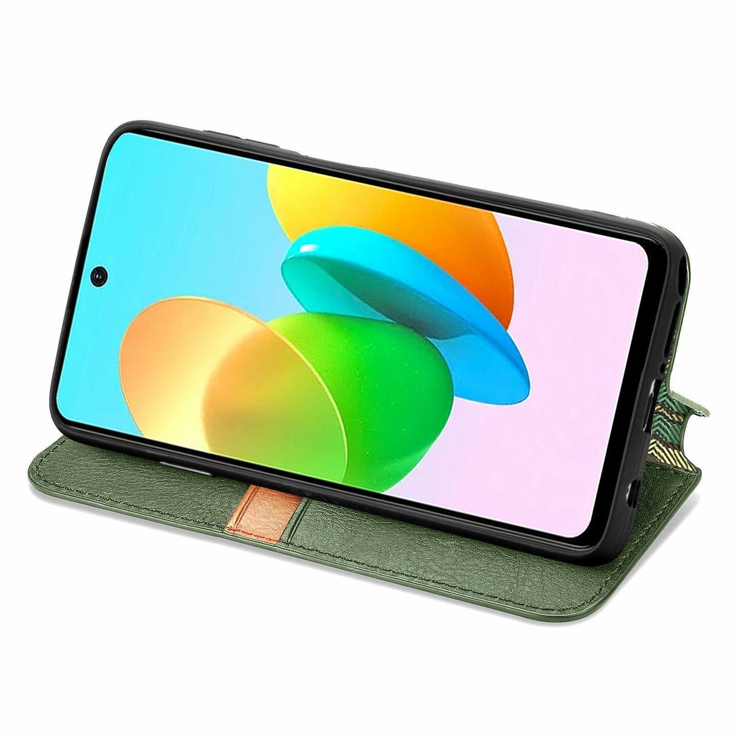For Transsion Tecno Spark 20C Leather Case Imprinted Rhombus Wallet Phone Cover - Green