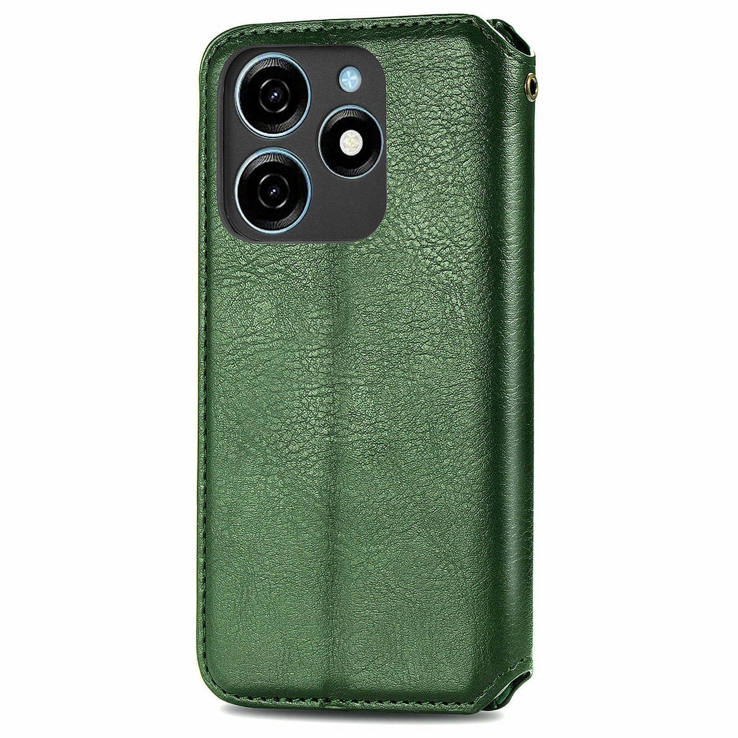 For Transsion Tecno Spark 20C Leather Case Imprinted Rhombus Wallet Phone Cover - Green