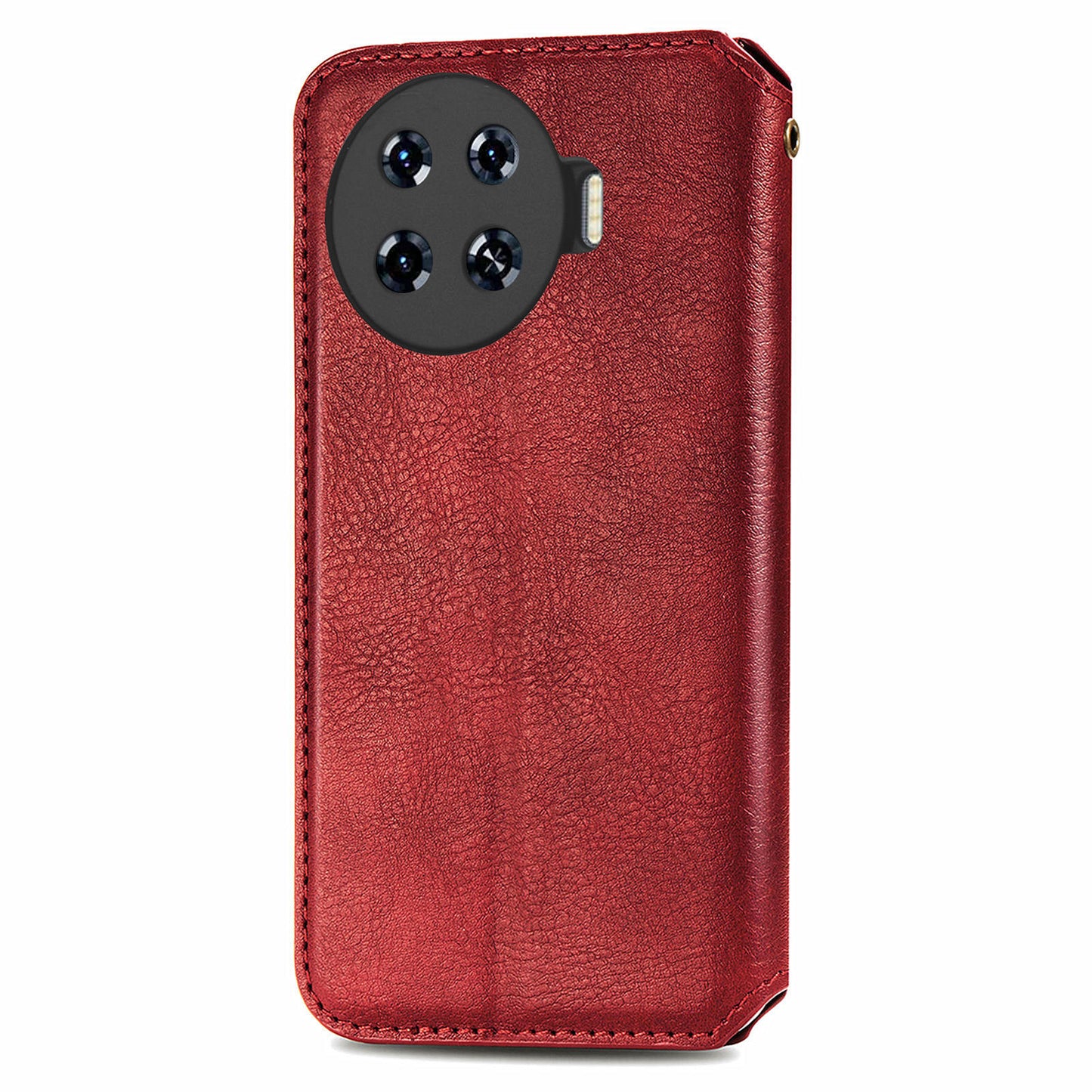 For Transsion Tecno Spark 20 Pro+ Case Rhombus Wallet Leather Folio Flip Phone Cover - Red