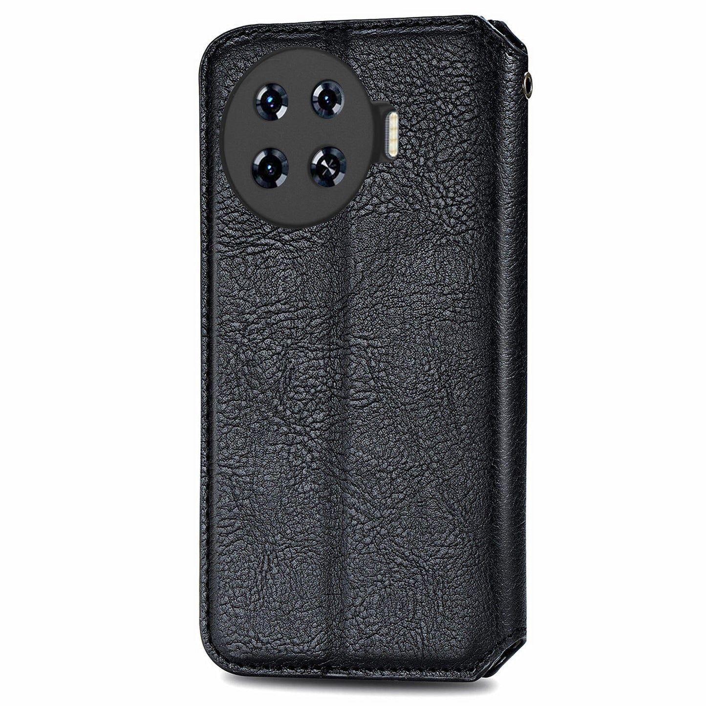 For Transsion Tecno Spark 20 Pro+ Case Rhombus Wallet Leather Folio Flip Phone Cover - Black