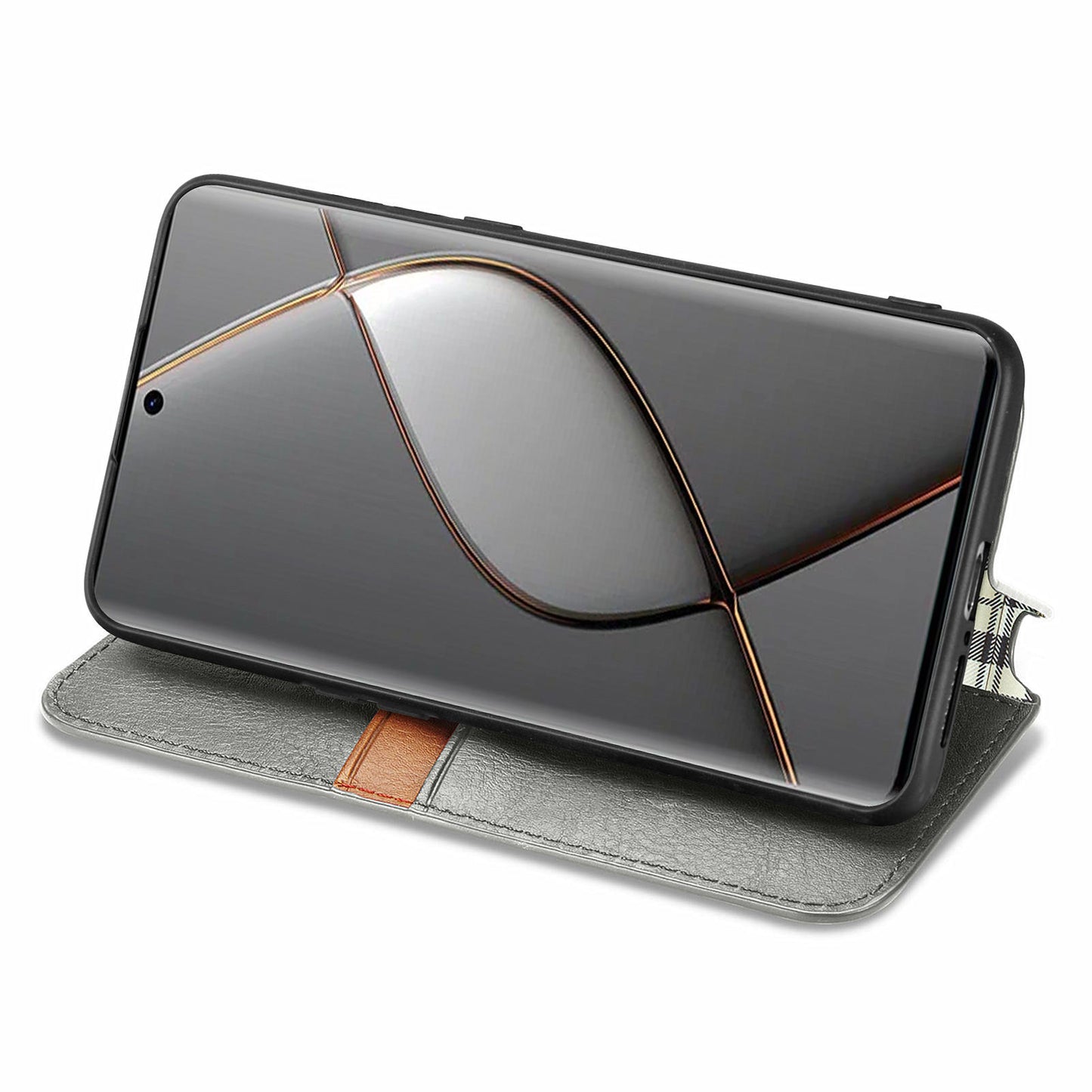 For Transsion Tecno Spark 20 Pro+ Case Rhombus Wallet Leather Folio Flip Phone Cover - Grey