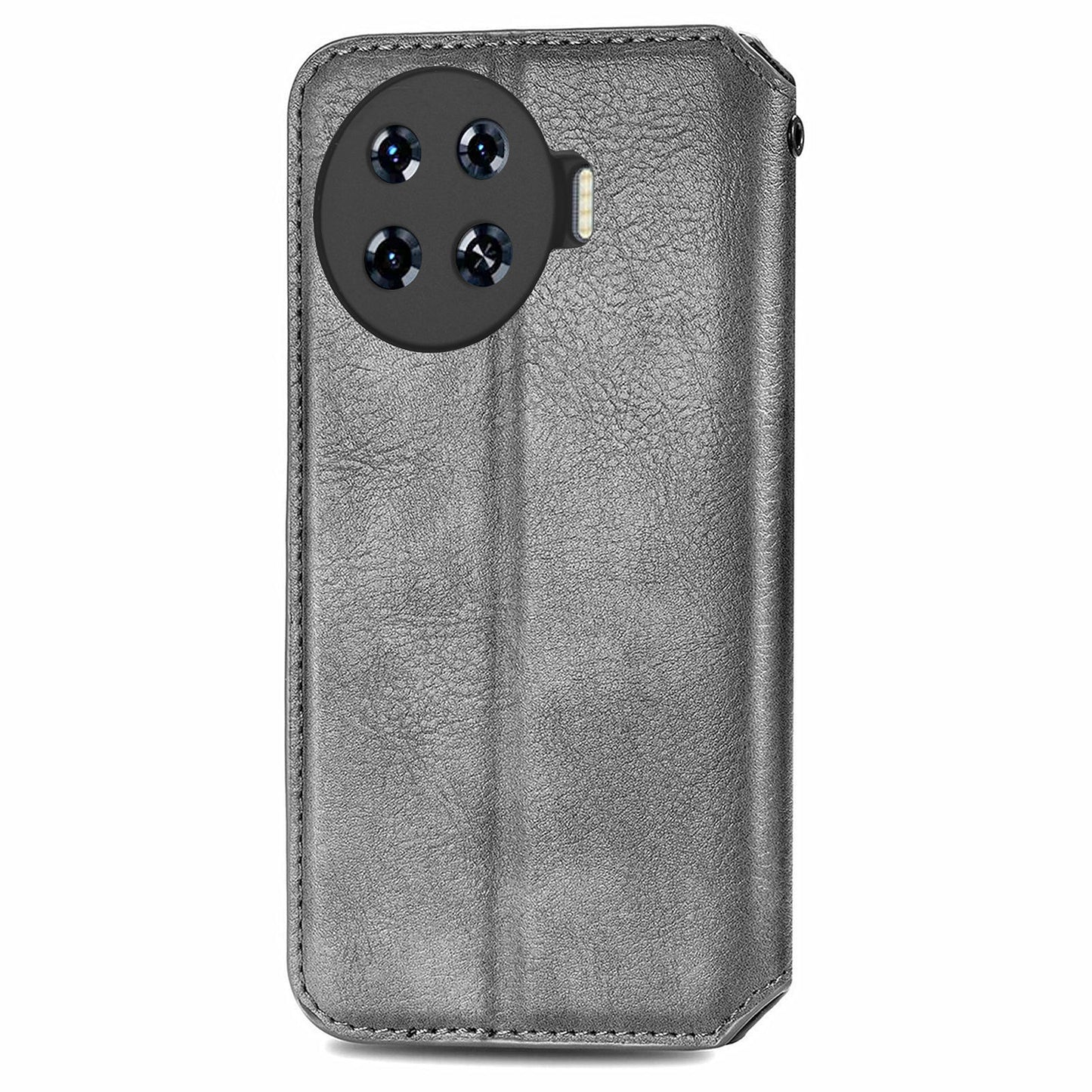 For Transsion Tecno Spark 20 Pro+ Case Rhombus Wallet Leather Folio Flip Phone Cover - Grey