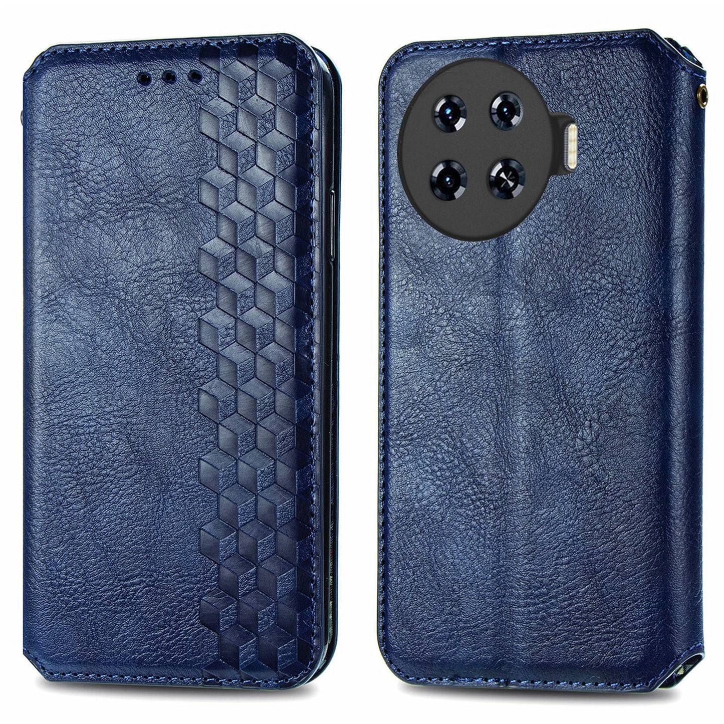 For Transsion Tecno Spark 20 Pro+ Case Rhombus Wallet Leather Folio Flip Phone Cover - Blue