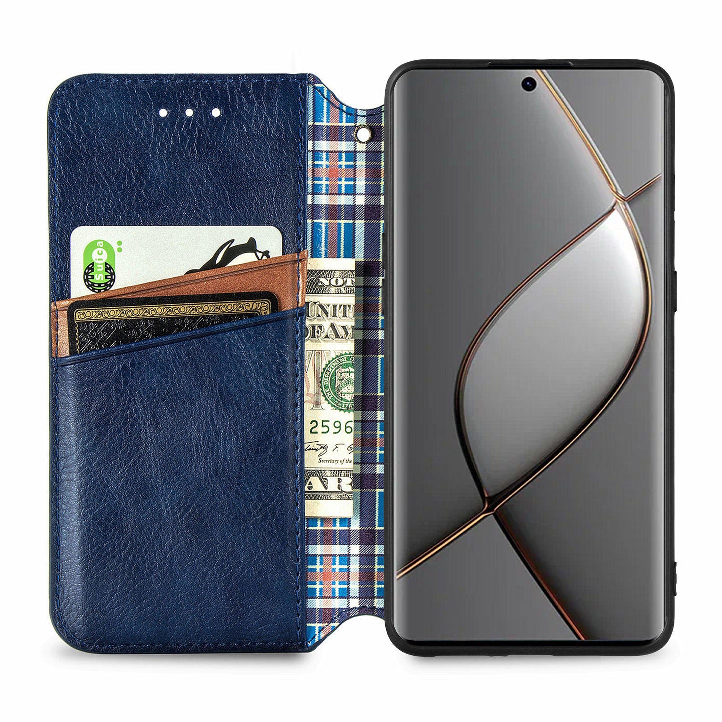 For Transsion Tecno Spark 20 Pro+ Case Rhombus Wallet Leather Folio Flip Phone Cover - Blue