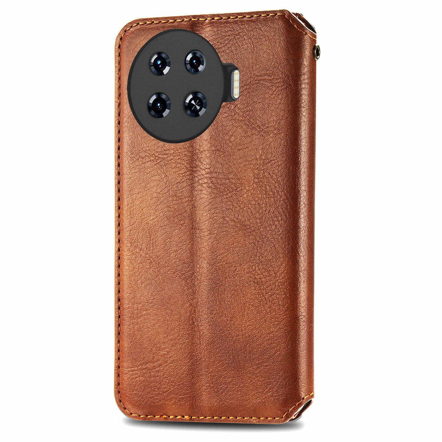 For Transsion Tecno Spark 20 Pro+ Case Rhombus Wallet Leather Folio Flip Phone Cover - Brown