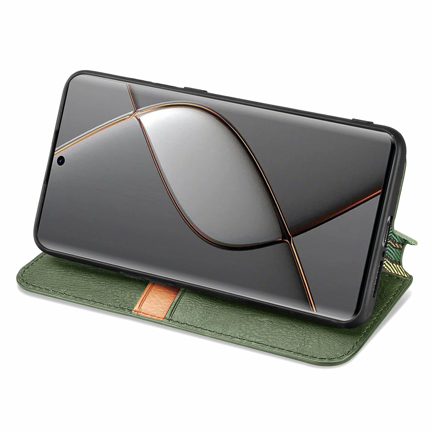 For Transsion Tecno Spark 20 Pro+ Case Rhombus Wallet Leather Folio Flip Phone Cover - Green