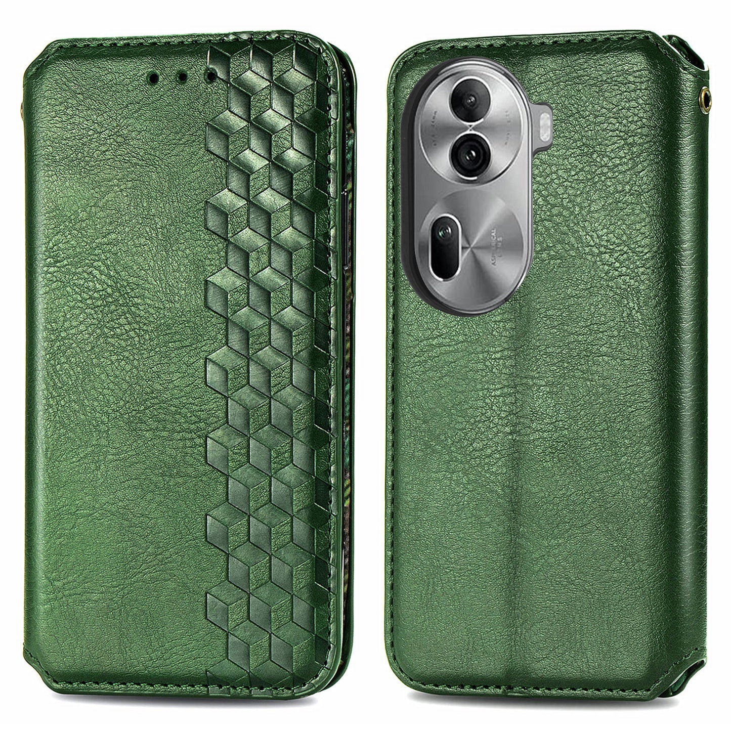 For Oppo Reno11 Pro 5G (Global) Wallet Case Leather Phone Cover Wholesale - Green