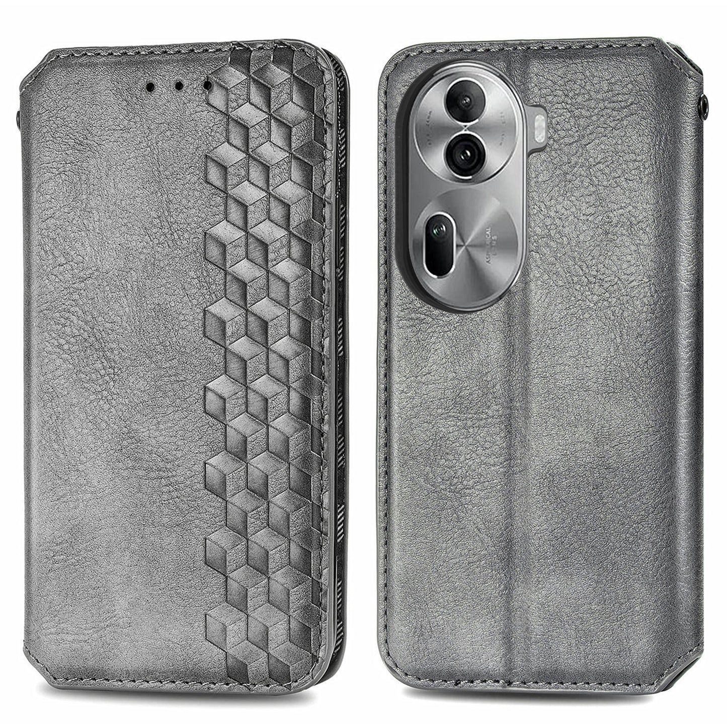 For Oppo Reno11 Pro 5G (Global) Wallet Case Leather Phone Cover Wholesale - Grey
