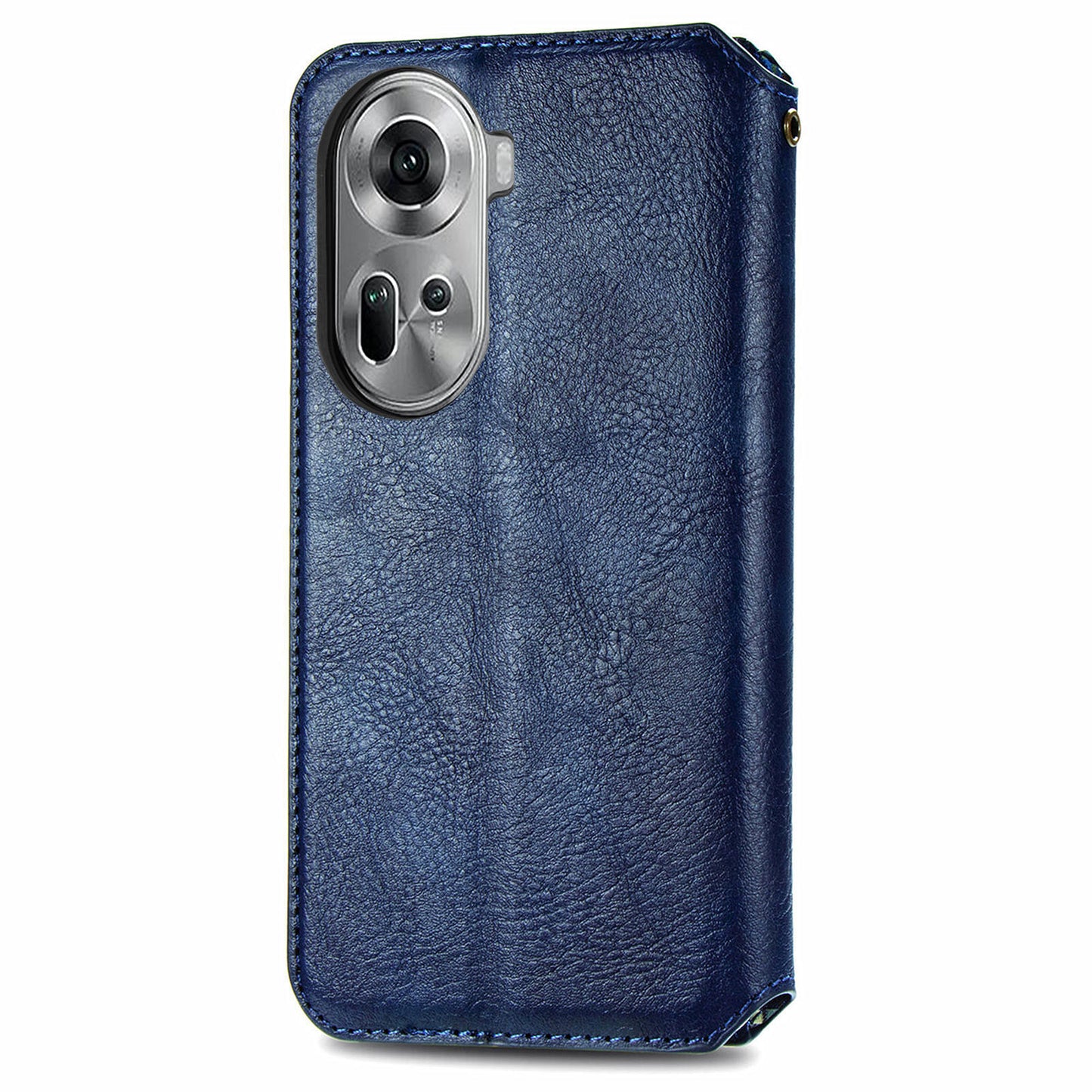 For Oppo Reno11 5G (Global) Case Magnetic Auto Closing Rhombus Wallet Leather Phone Cover - Blue